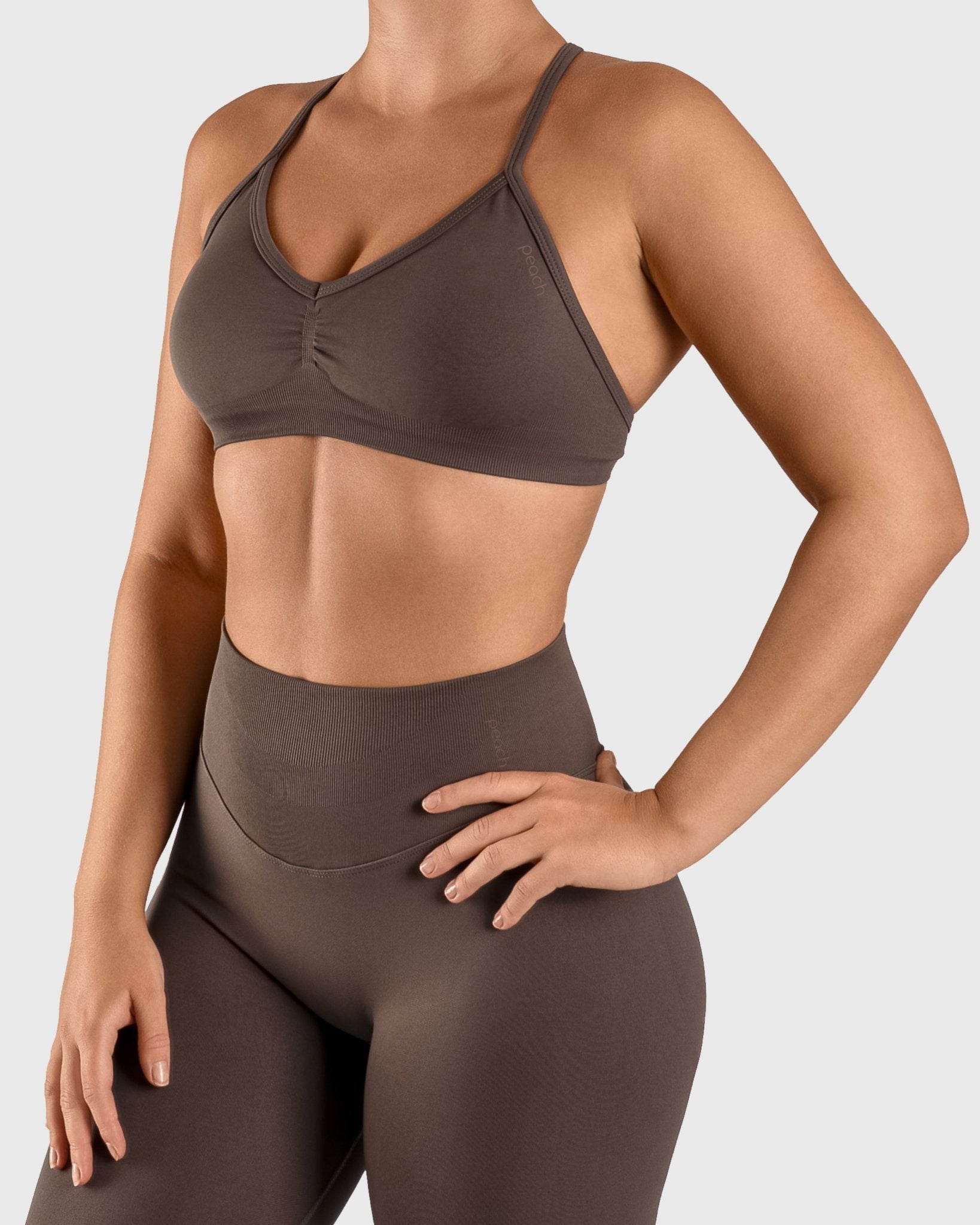 Ash Brown Vivid Sports - bra - Peach Tights - Sports - Bra