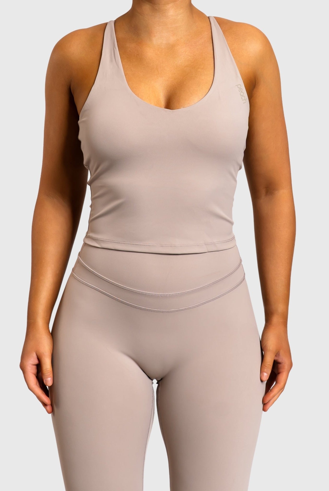 Beige Velocity Singlet - Peach Tights - Sports - Bra