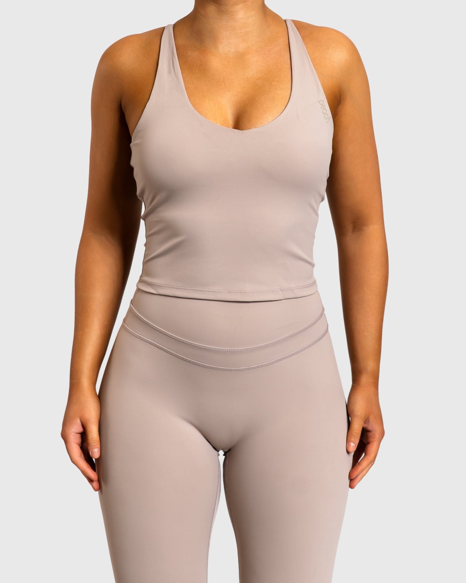 Beige Velocity Singlet - Peach Tights - Sports - Bra