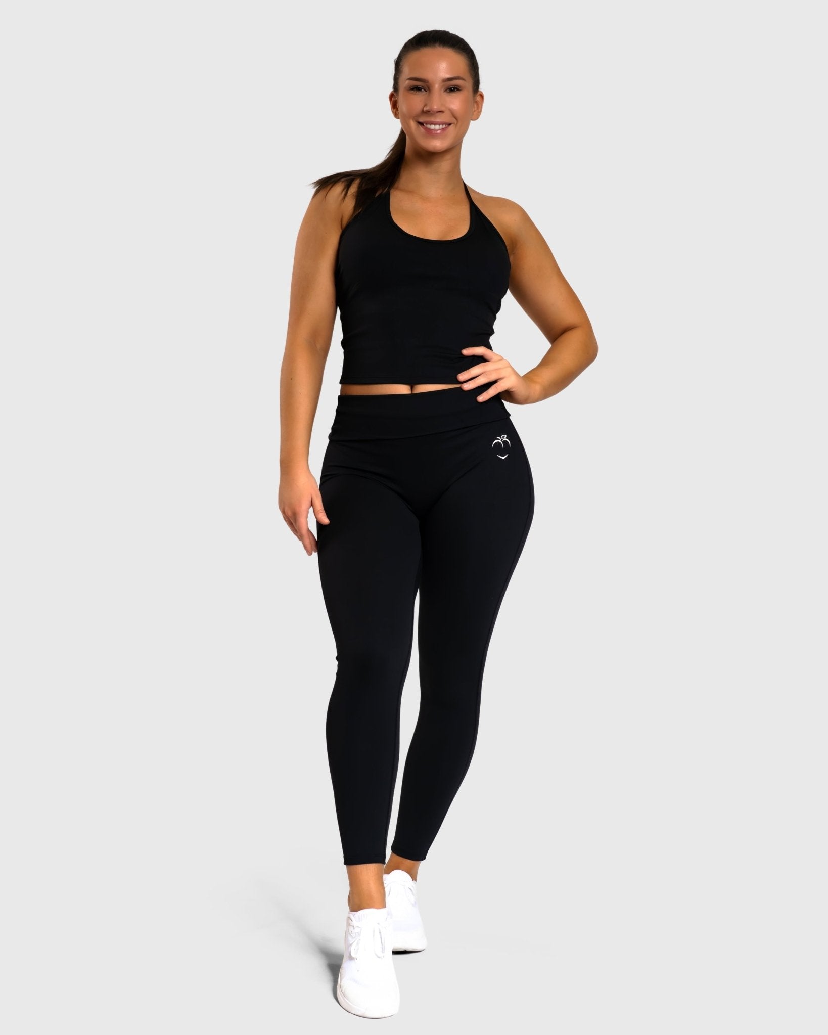 Black Allure Halterneck Topp - Peach Tights - Sports - Bra