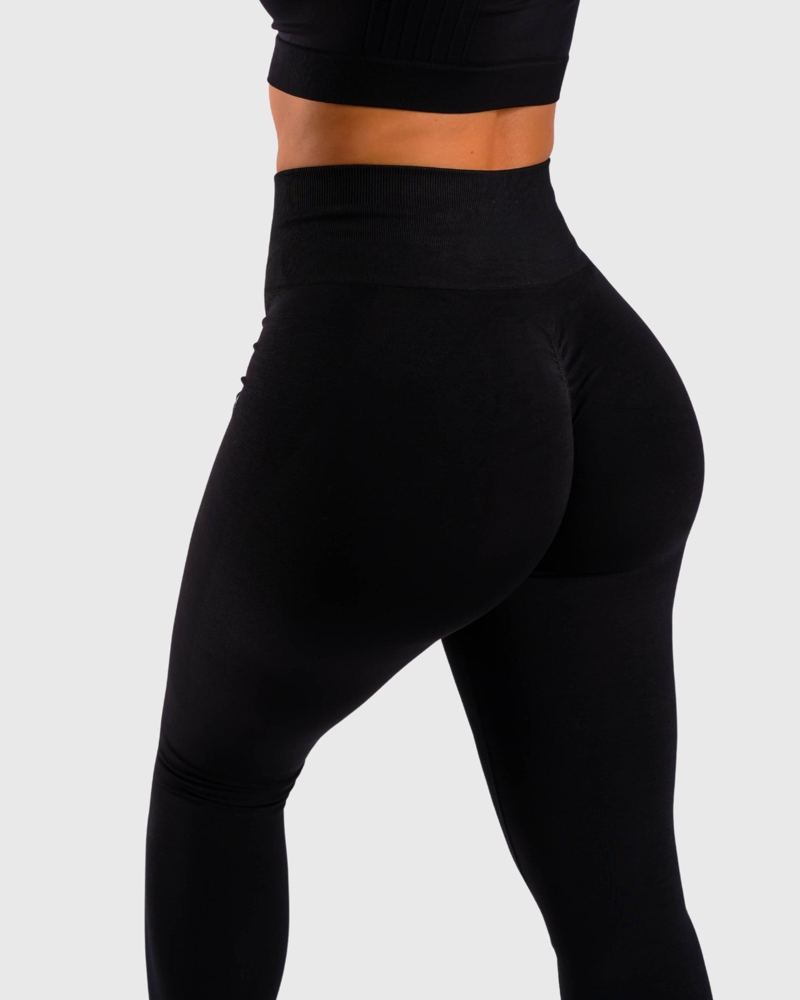 Black Deluxe Mid Waist Tights - Peach Tights - Tights