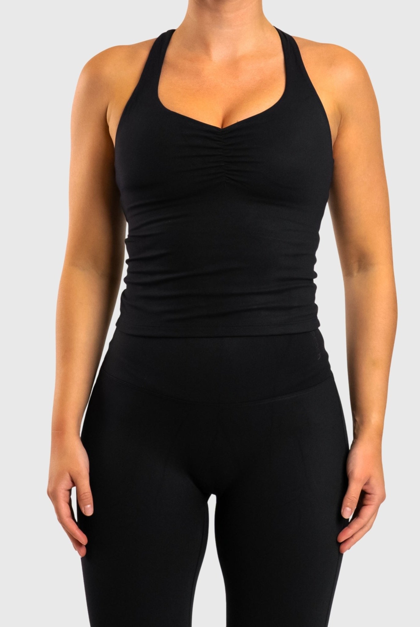 Black Softelle Singlet - Peach Tights - Sports - Bra