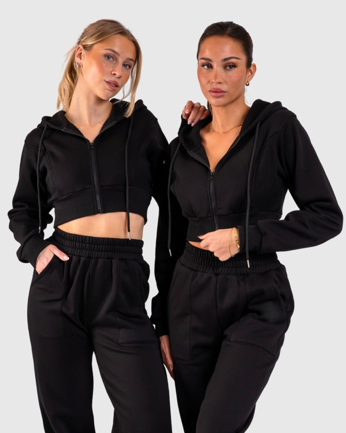 Black Vibe Cropped Hoodie - Peach Tights - Hoodie