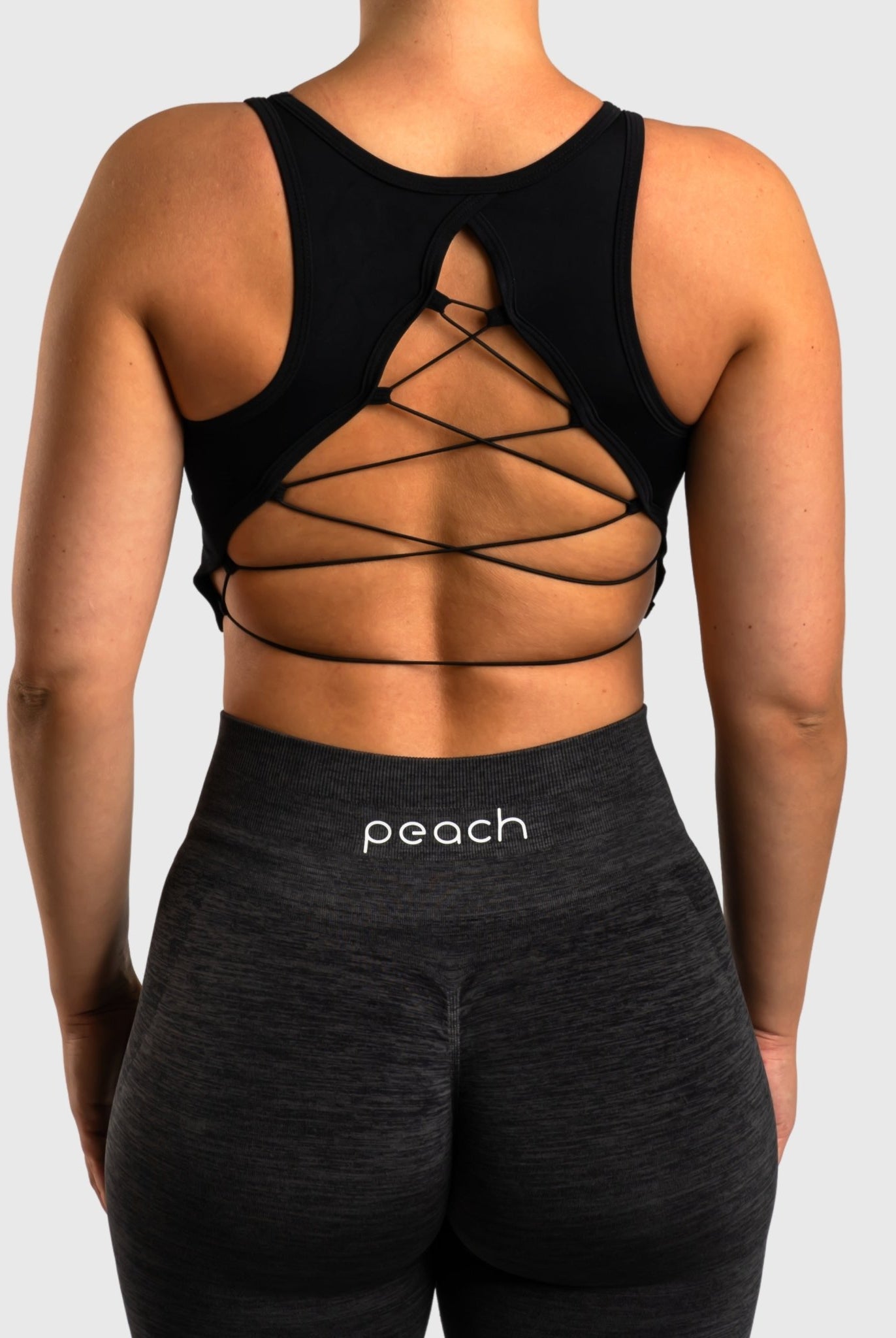 Black Weave Topp - Peach Tights - Sports - Bra