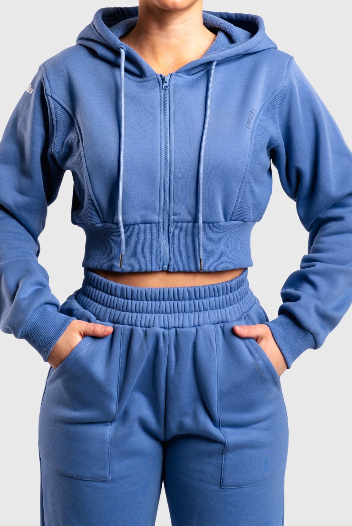 Blue Vibe Cropped Hoodie - Peach Tights - Hoodie