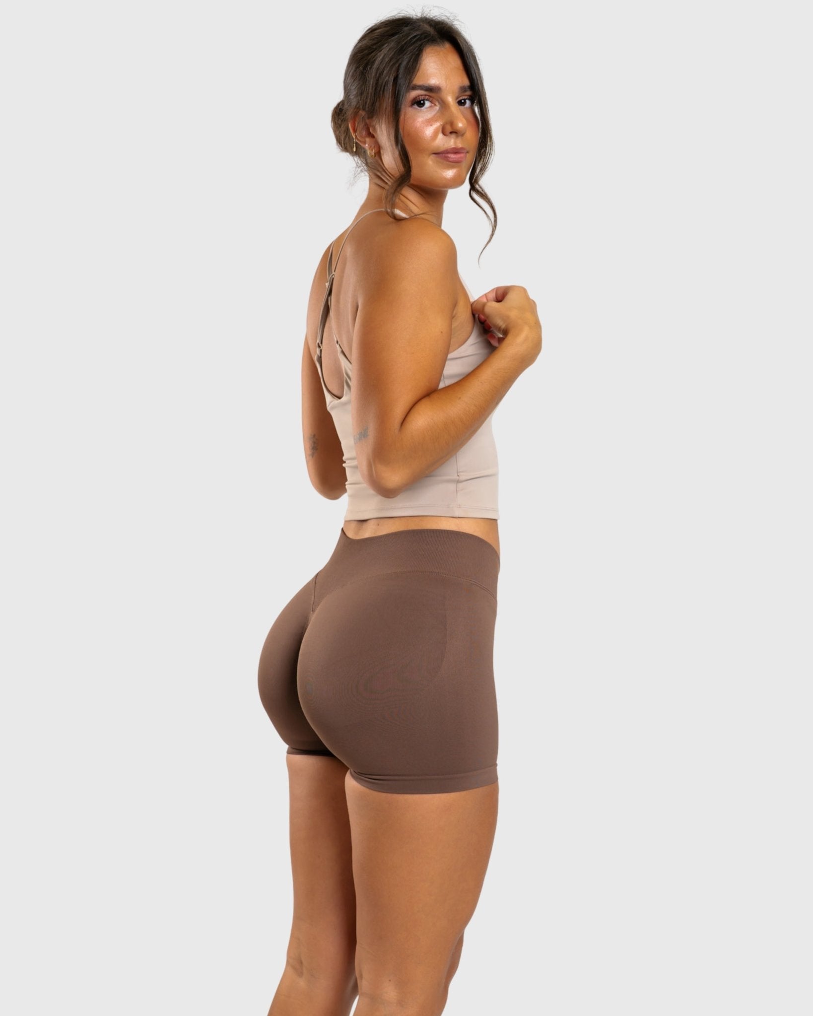 Brown Shaping Shorts - Peach Tights - Shorts