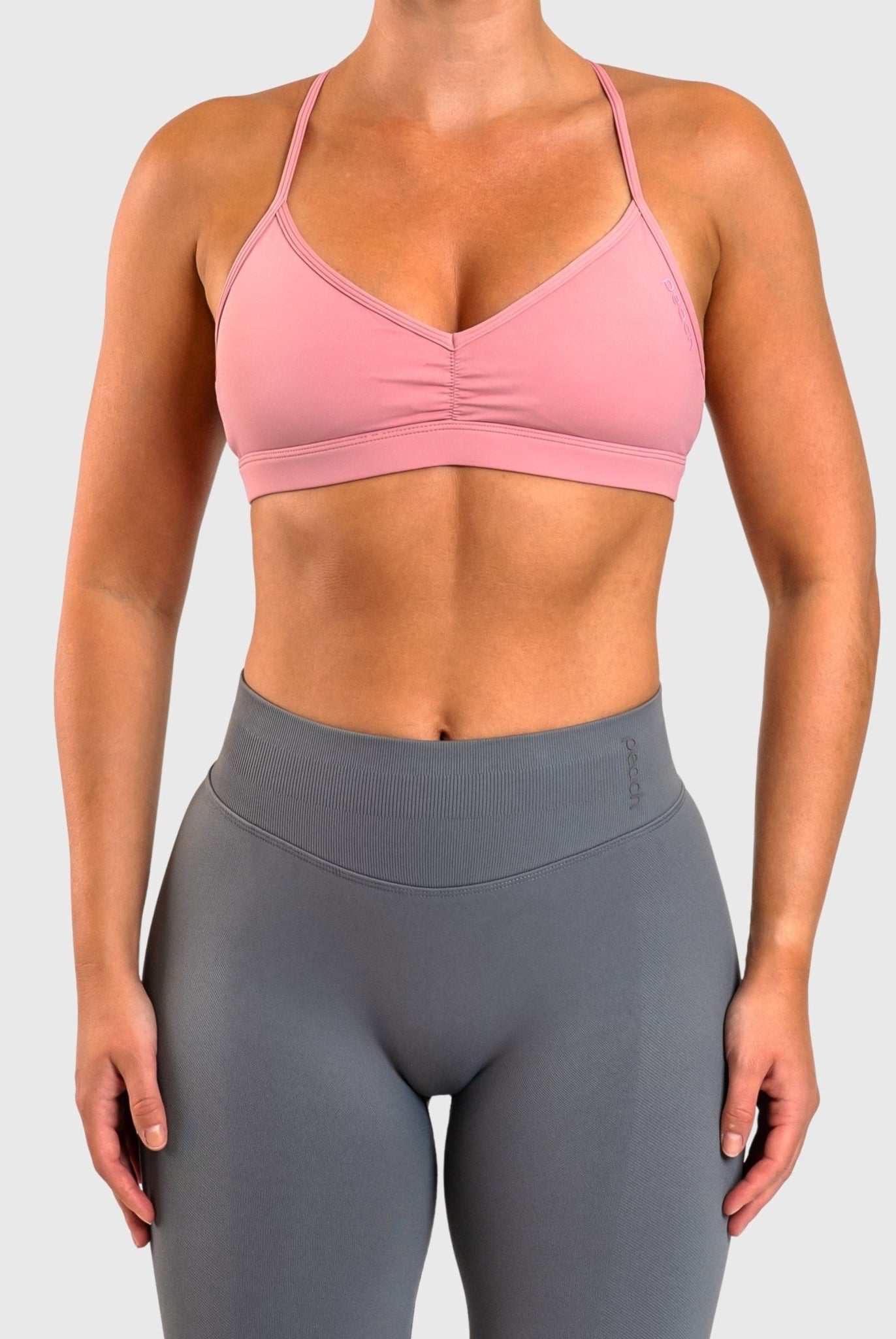 Dusty Rose Athleisure Sports - bra - Peach Tights - Sports - Bra