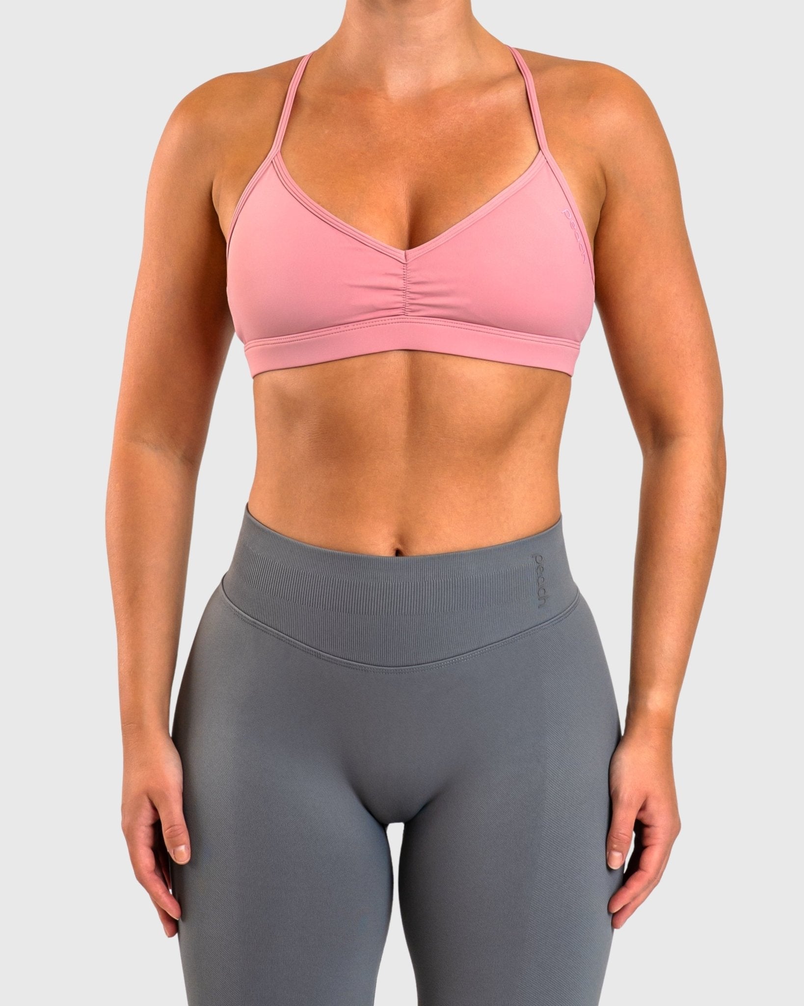 Dusty Rose Athleisure Sports - bra - Peach Tights - Sports - Bra