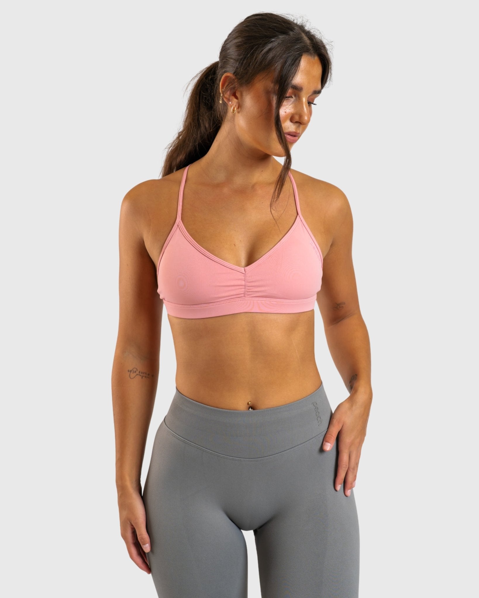 Dusty Rose Athleisure Sports - bra - Peach Tights - Sports - Bra