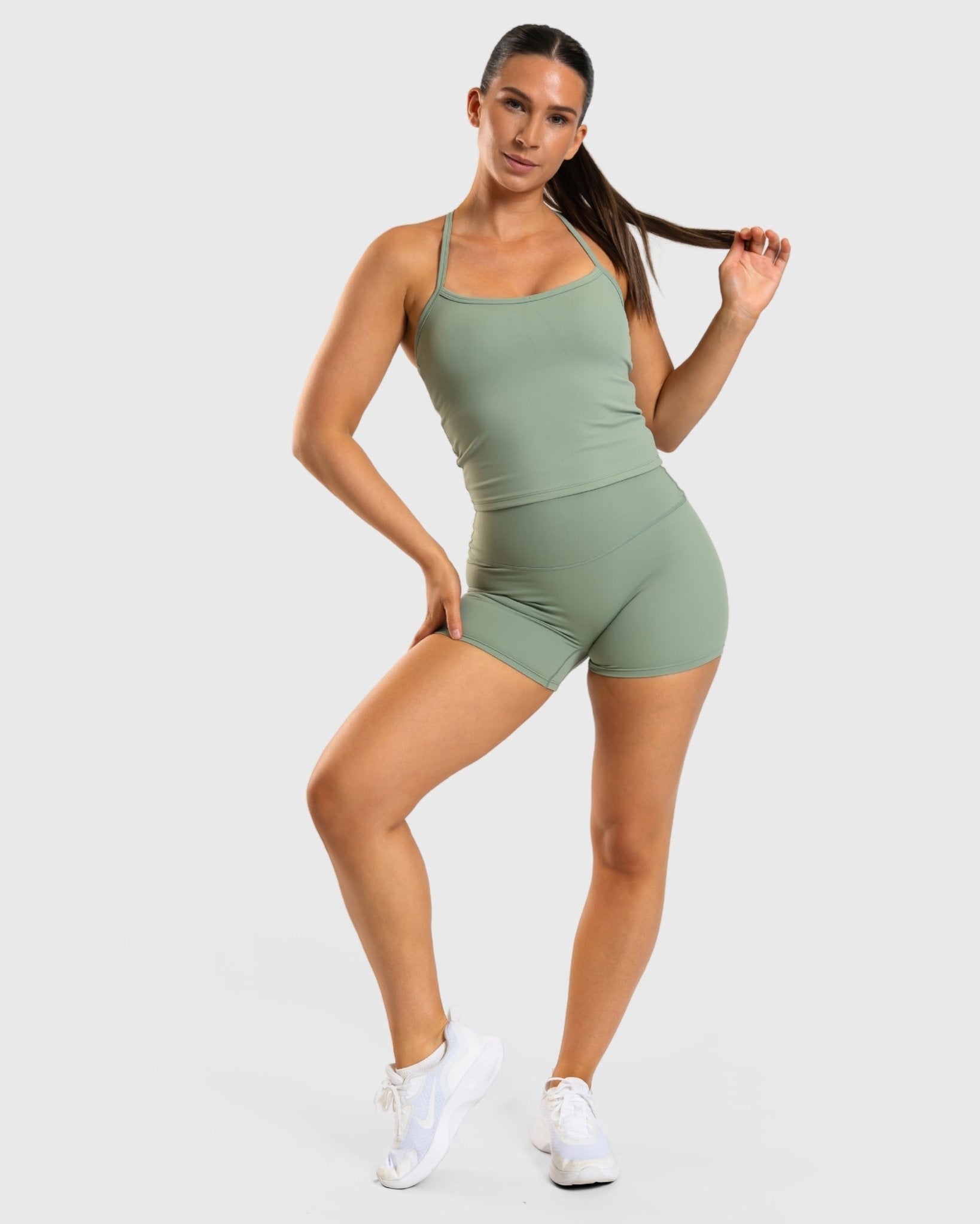 Green Noiré Shorts - Peach Tights - Tights