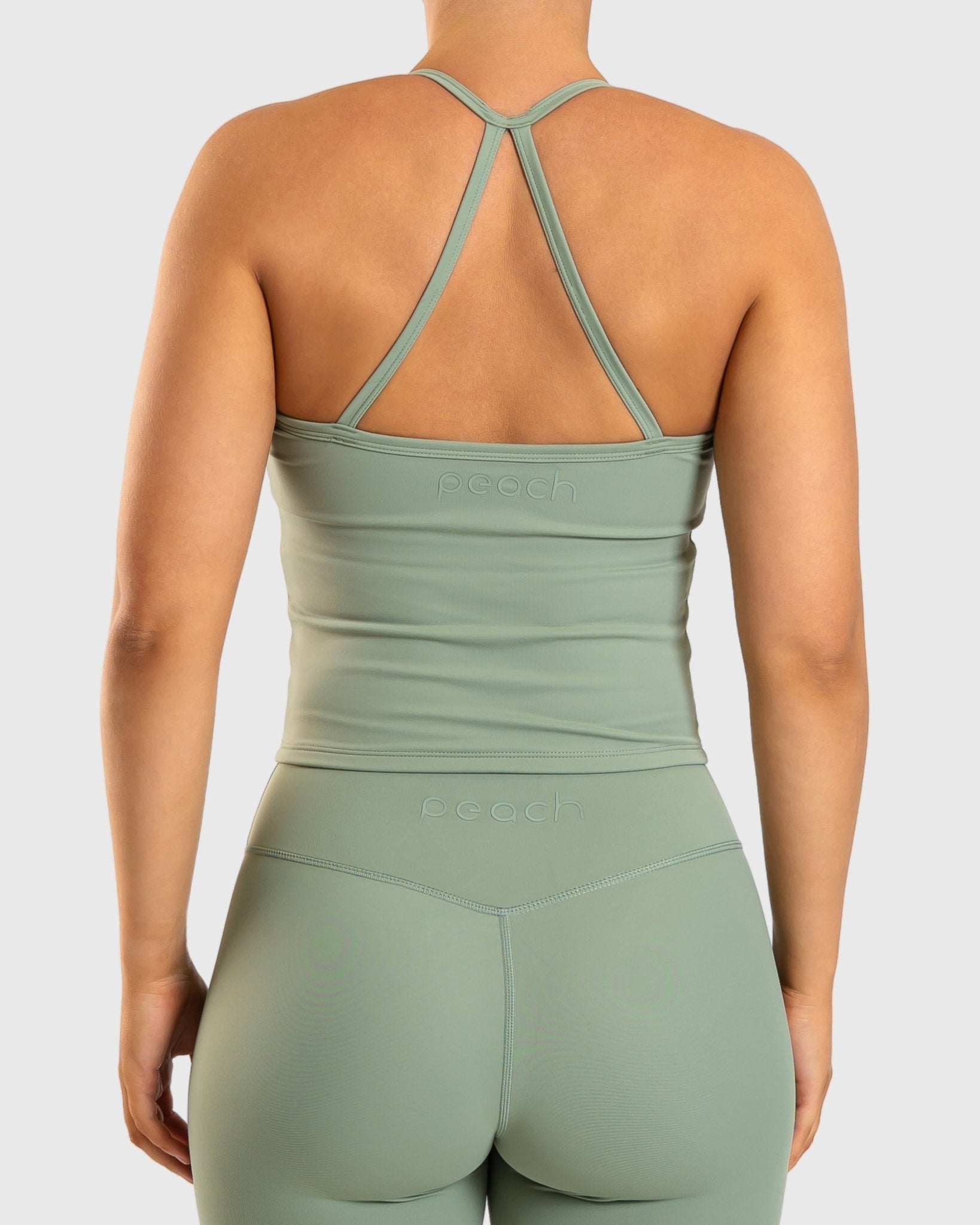 Green Noiré Singlet - Peach Tights - Sports - Bra