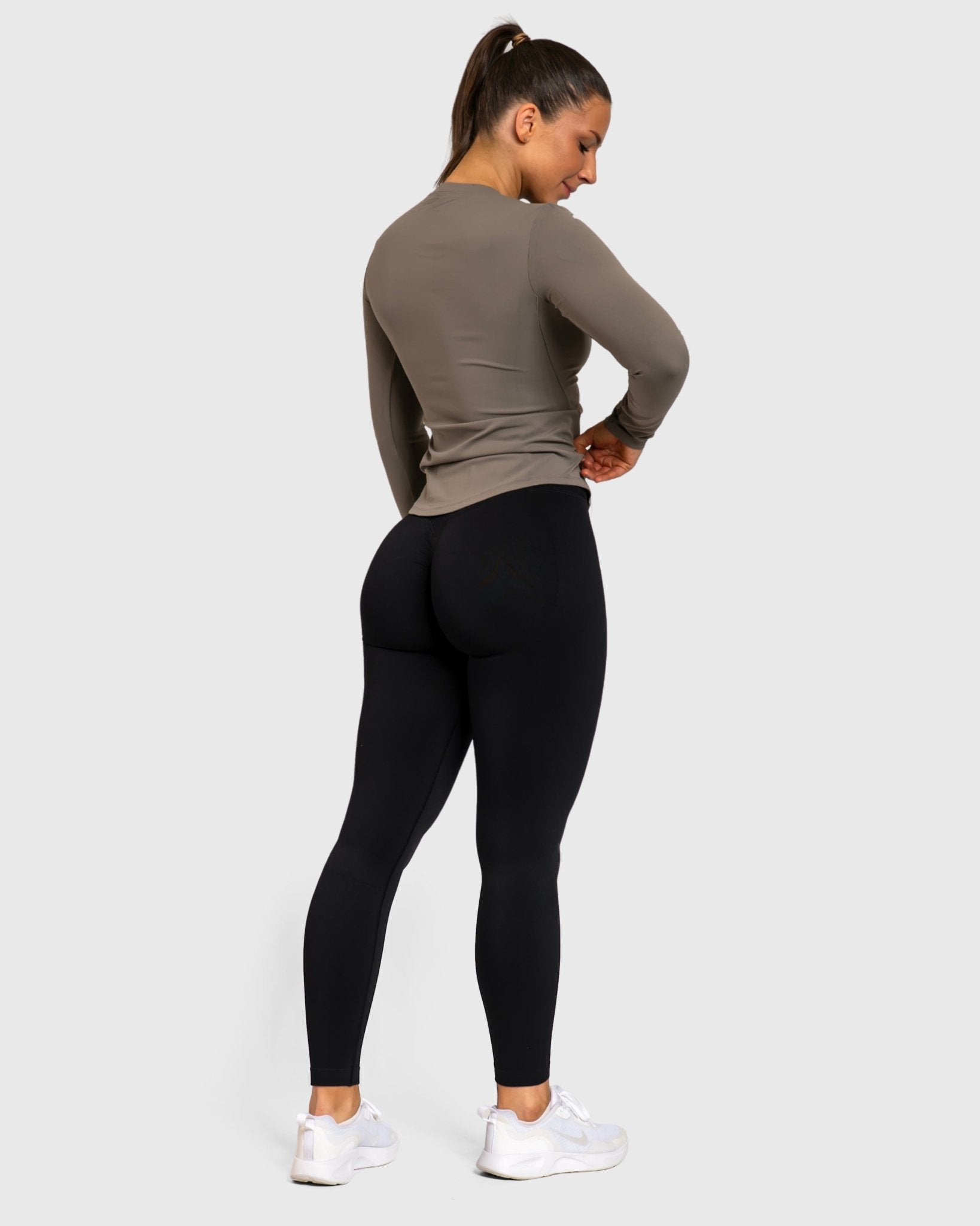 Grey Base Long Sleeve - Peach Tights - Long sleeve