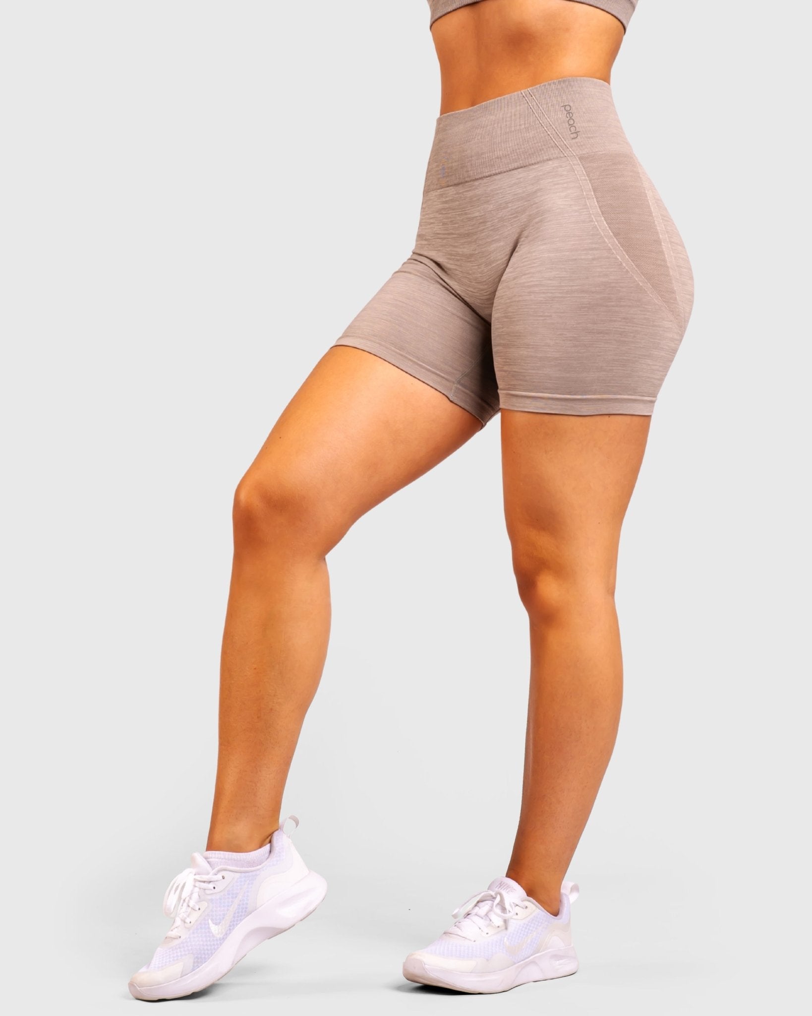 Grey Khaki Elevate Shorts - Peach Tights - Shorts