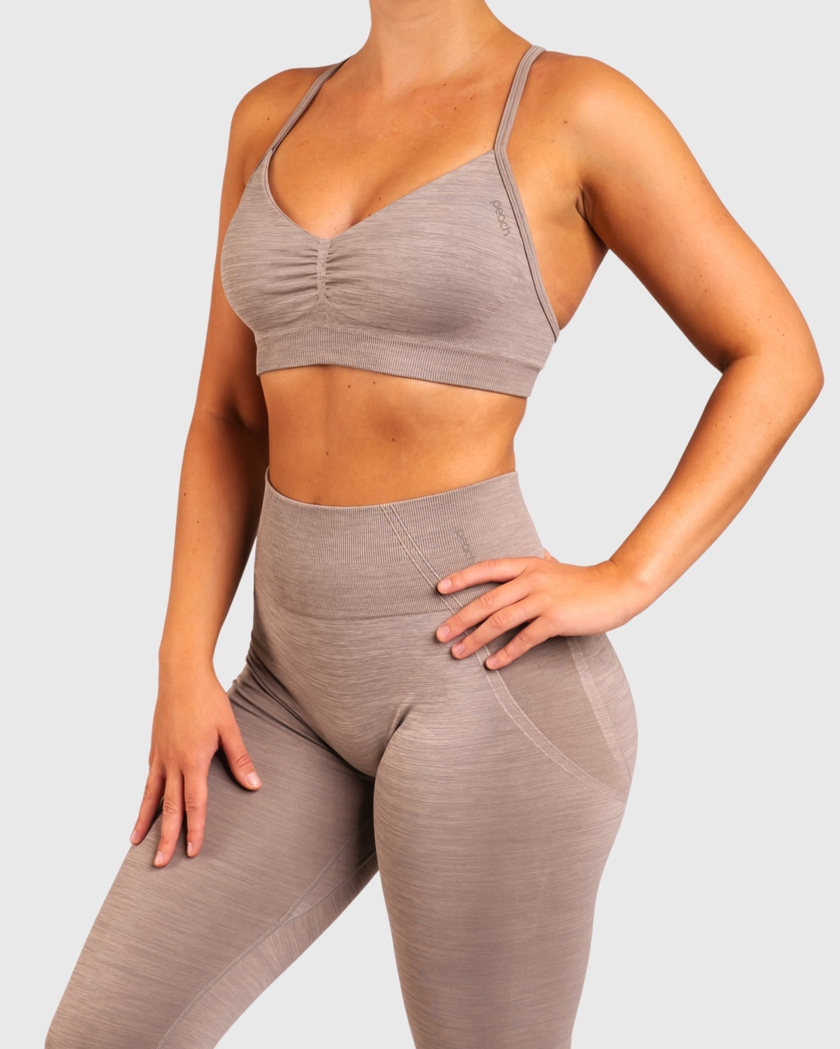 Grey Khaki Elevate Sports - bra - Peach Tights - Sports - Bra