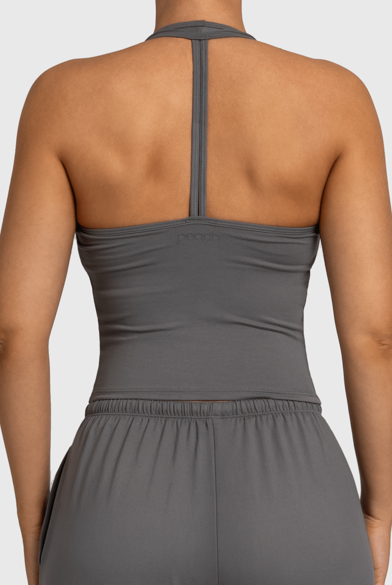 Grey Lounge Singlet - Peach Tights - Sports - Bra