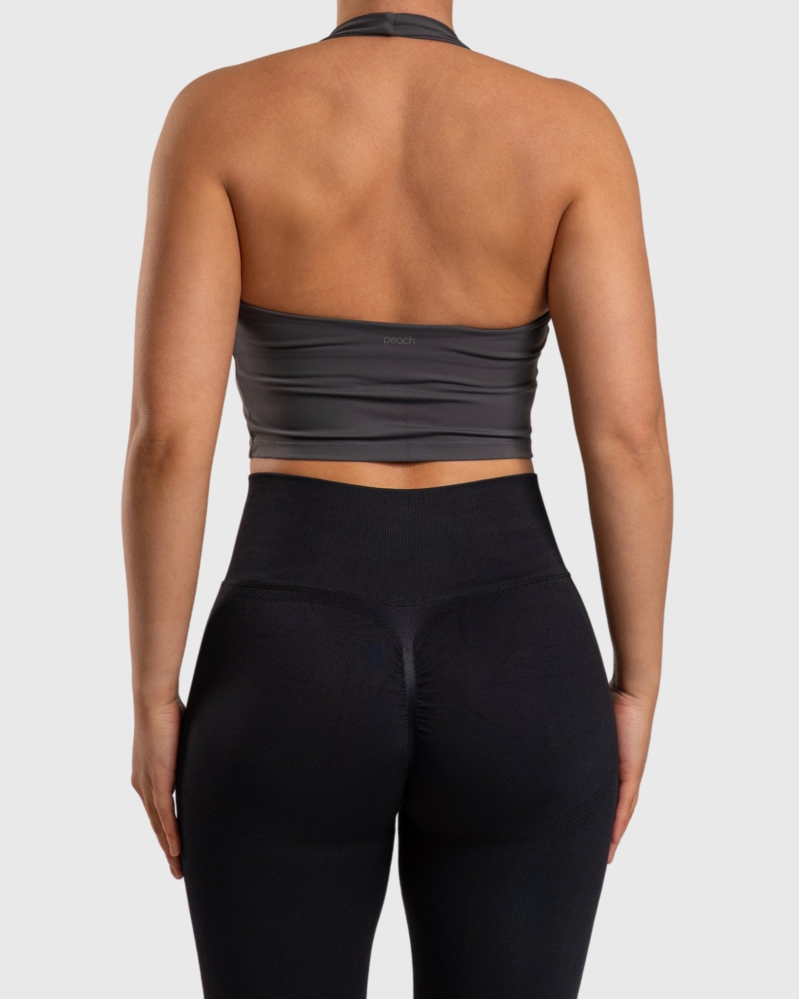 Grey Lush Halterneck Topp - Peach Tights - Sports - Bra
