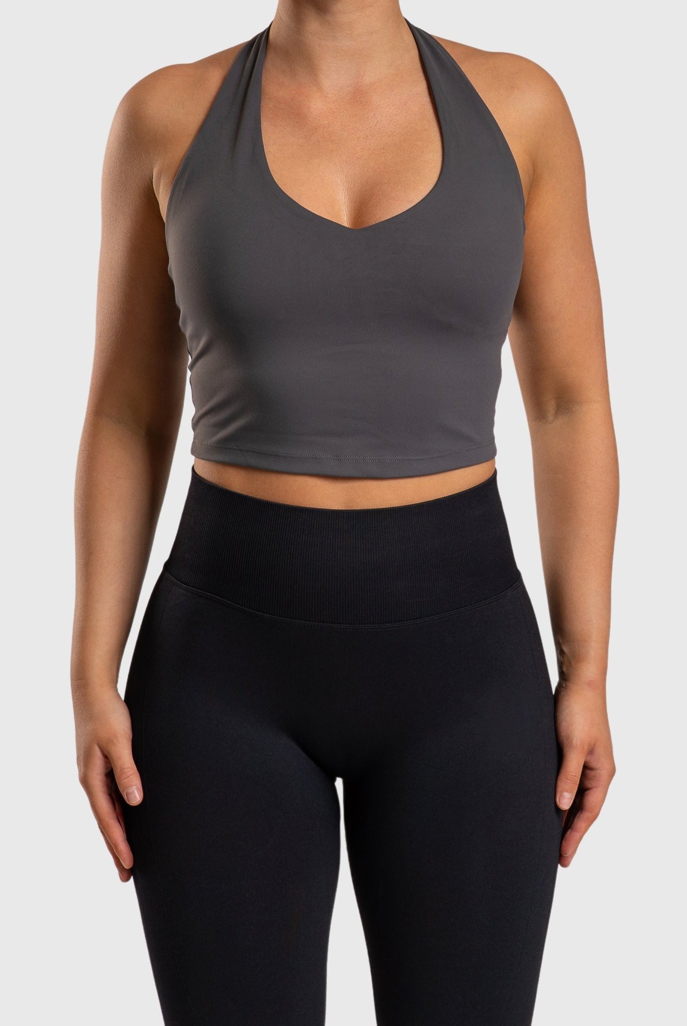 Grey Lush Halterneck Topp - Peach Tights - Sports - Bra
