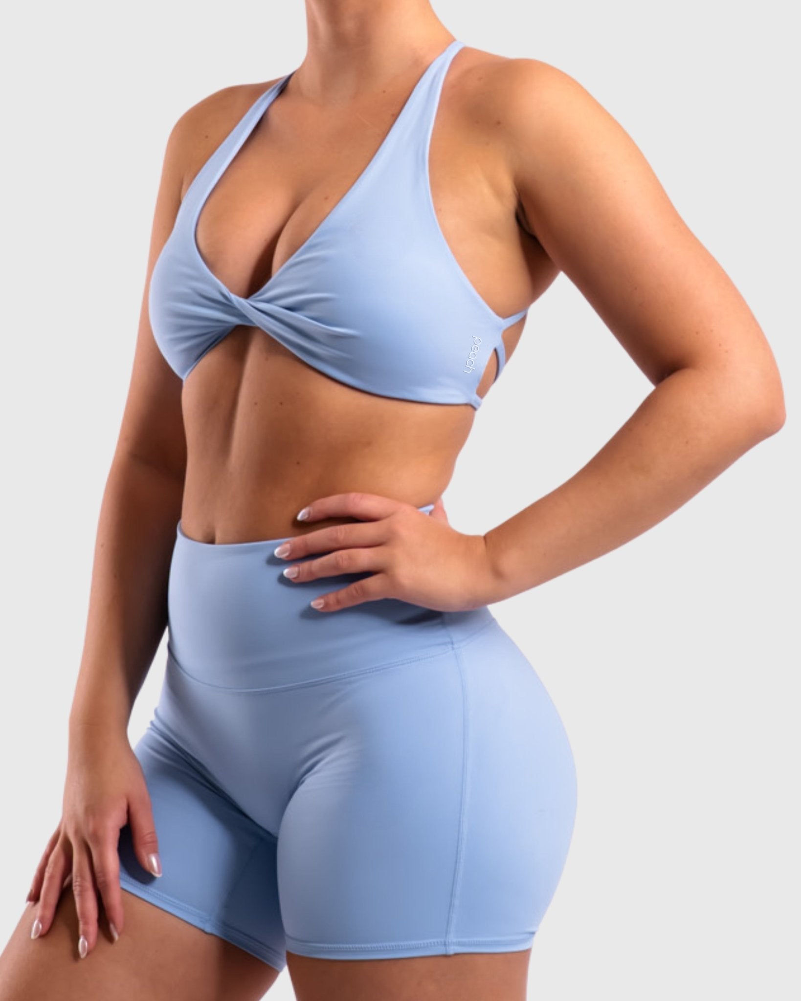 Light Blue Twist Sports - bra - Peach Tights - Sports - Bra