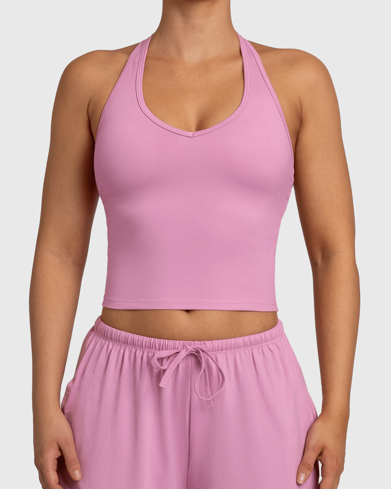 Pink Lounge Singlet - Peach Tights - Sports - Bra