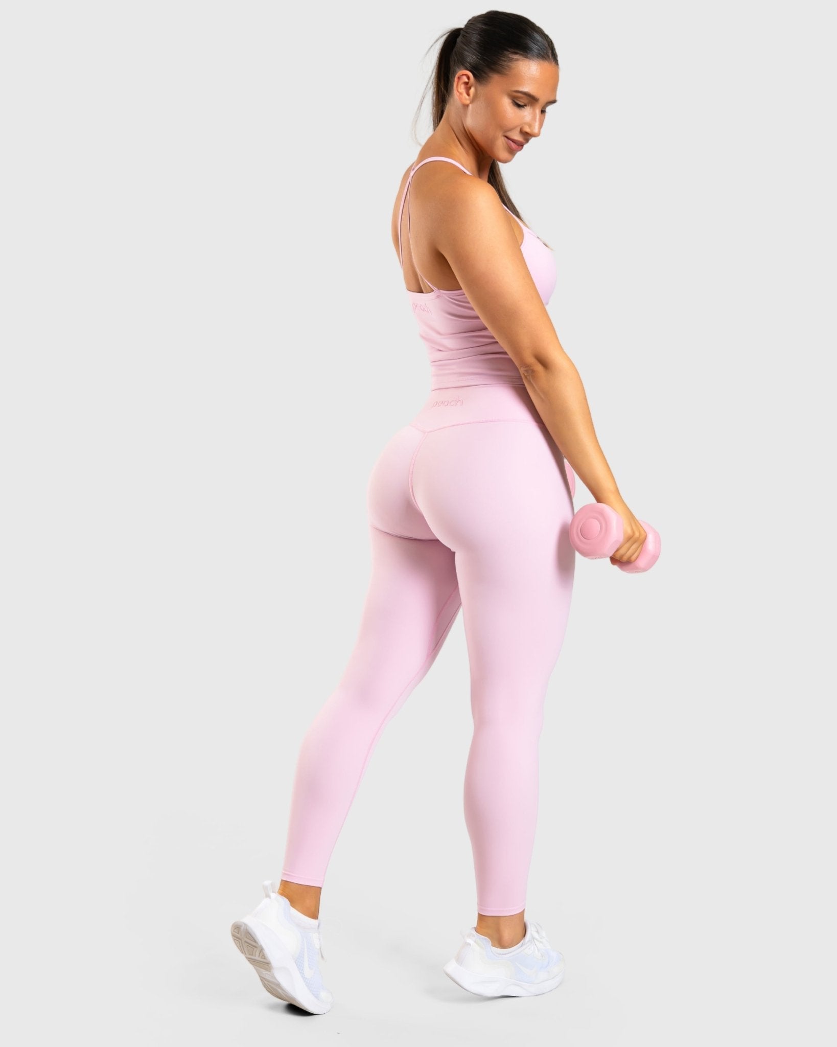 Pink Noiré Singlet - Peach Tights - Sports - Bra