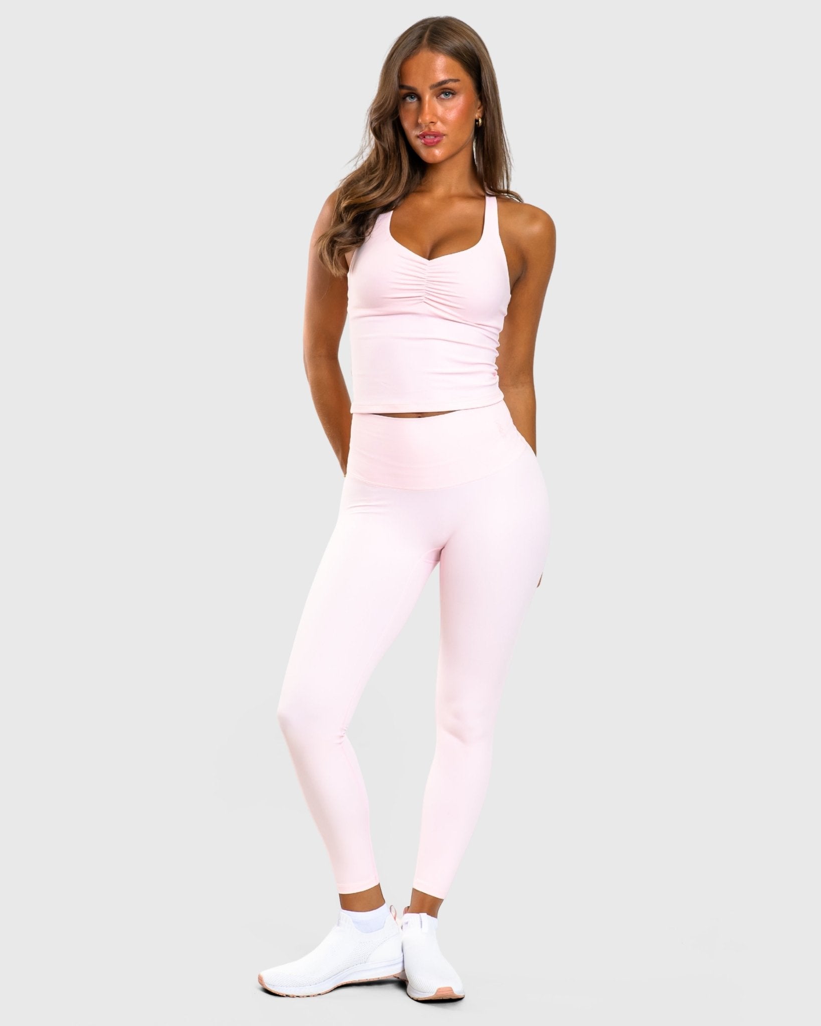 Pink Softelle Singlet - Peach Tights - Sports - Bra
