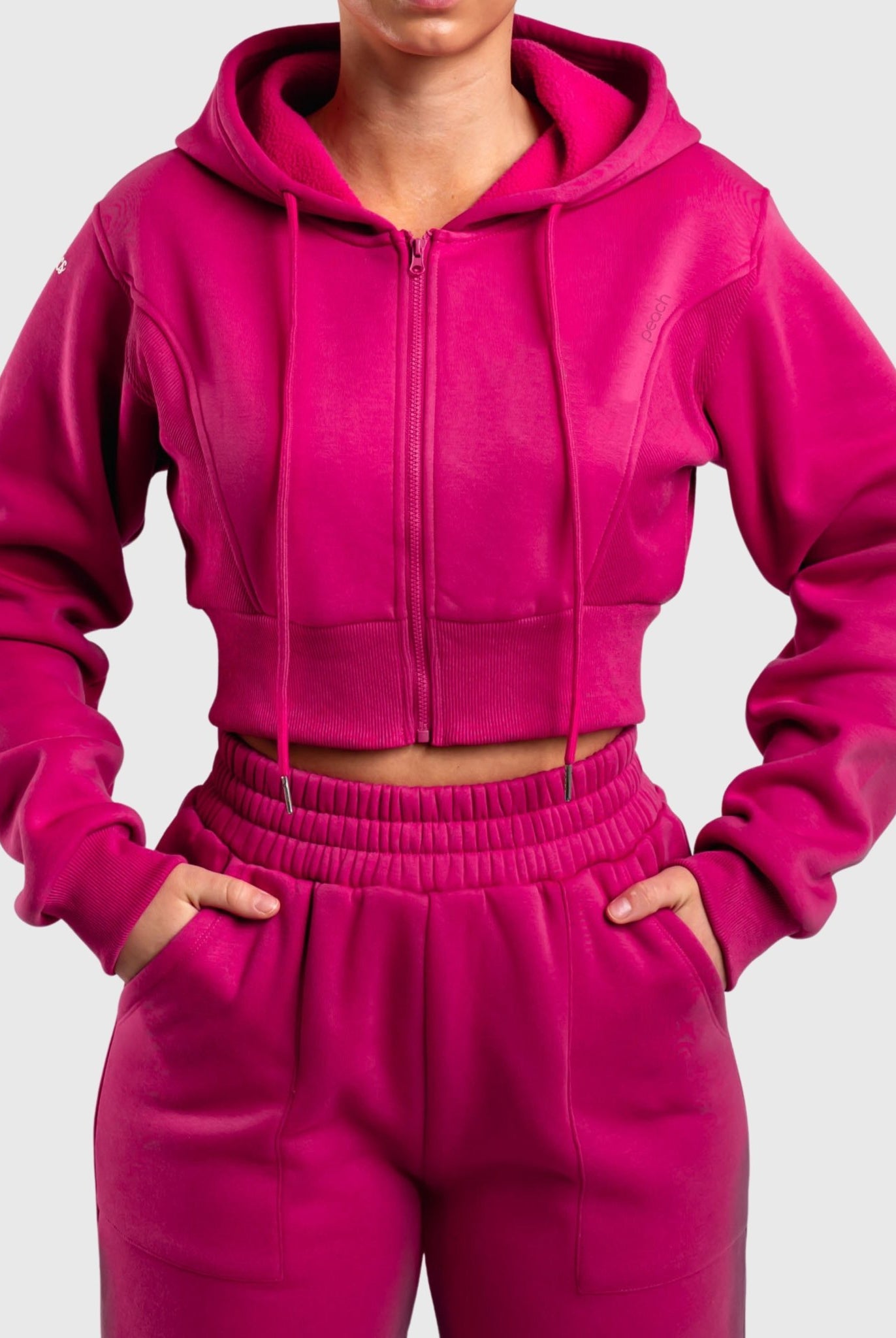 Pink Vibe Cropped Hoodie - Peach Tights - Hoodie