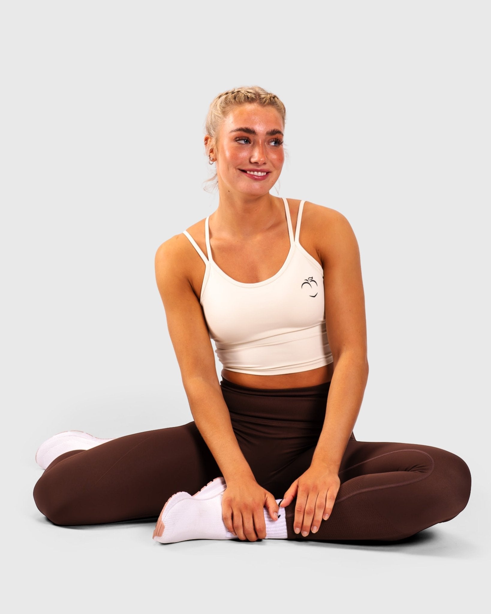 White Softline Singlet - Peach Tights - Sports - Bra