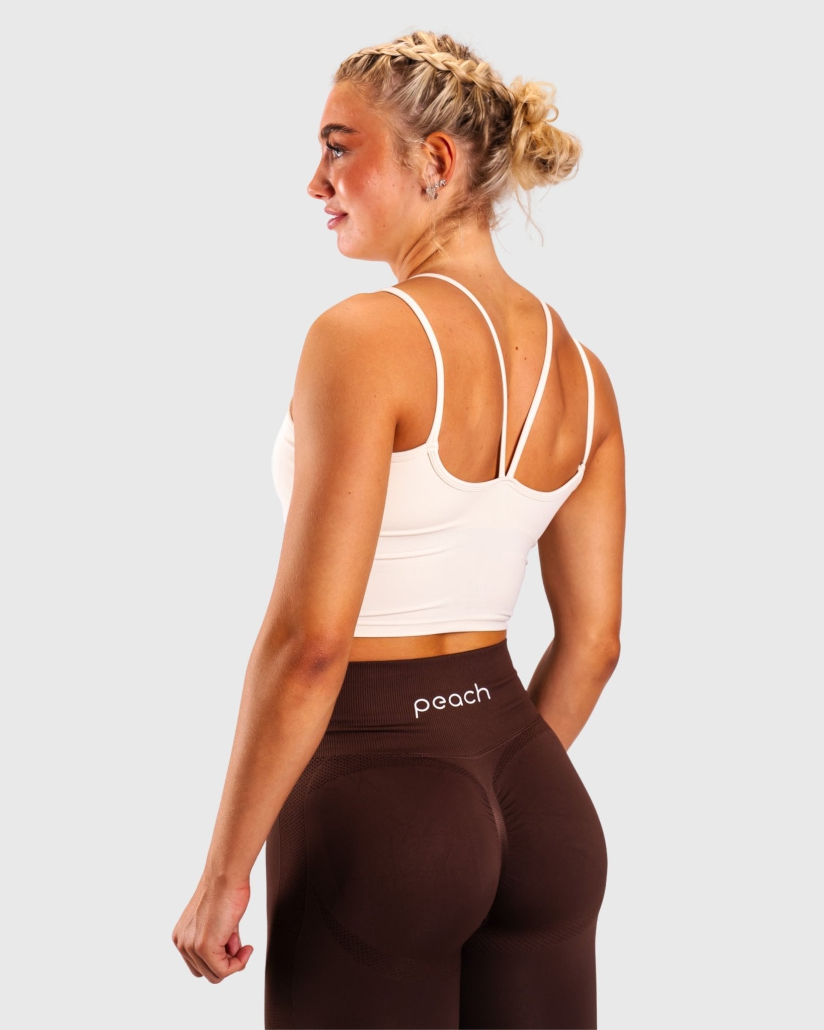 White Softline Singlet - Peach Tights - Sports - Bra