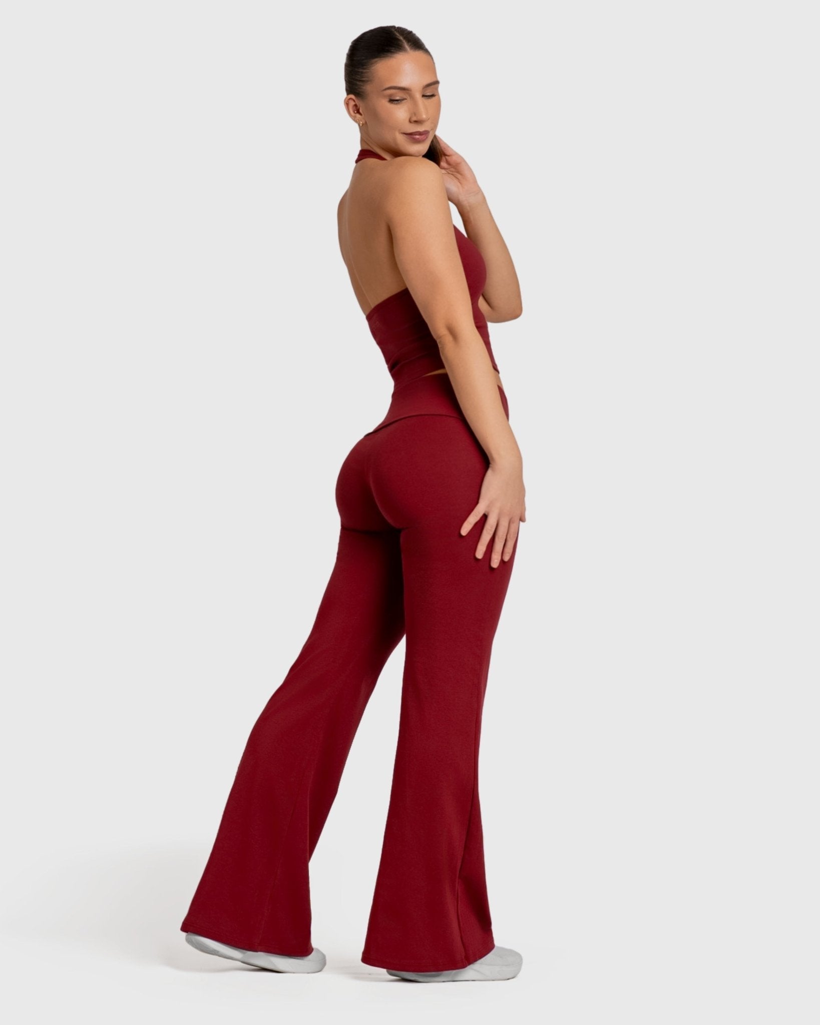 Wine Red Flow Yoga Pants - Peach Tights - Tights