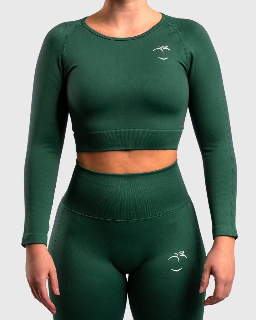 Forest Green Lux Seamless Long Sleeve - Peach Tights - Long sleeve