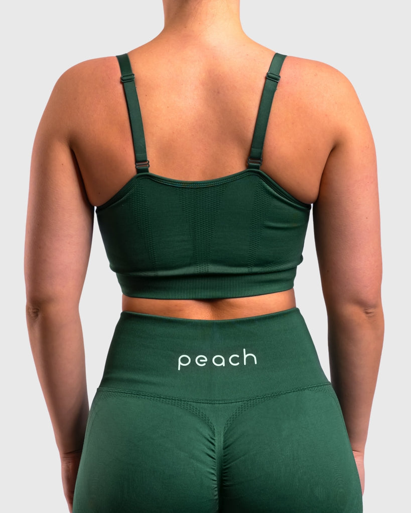 Forest Green Lux Seamless Sports-bra - Peach Tights - Sports-Bra