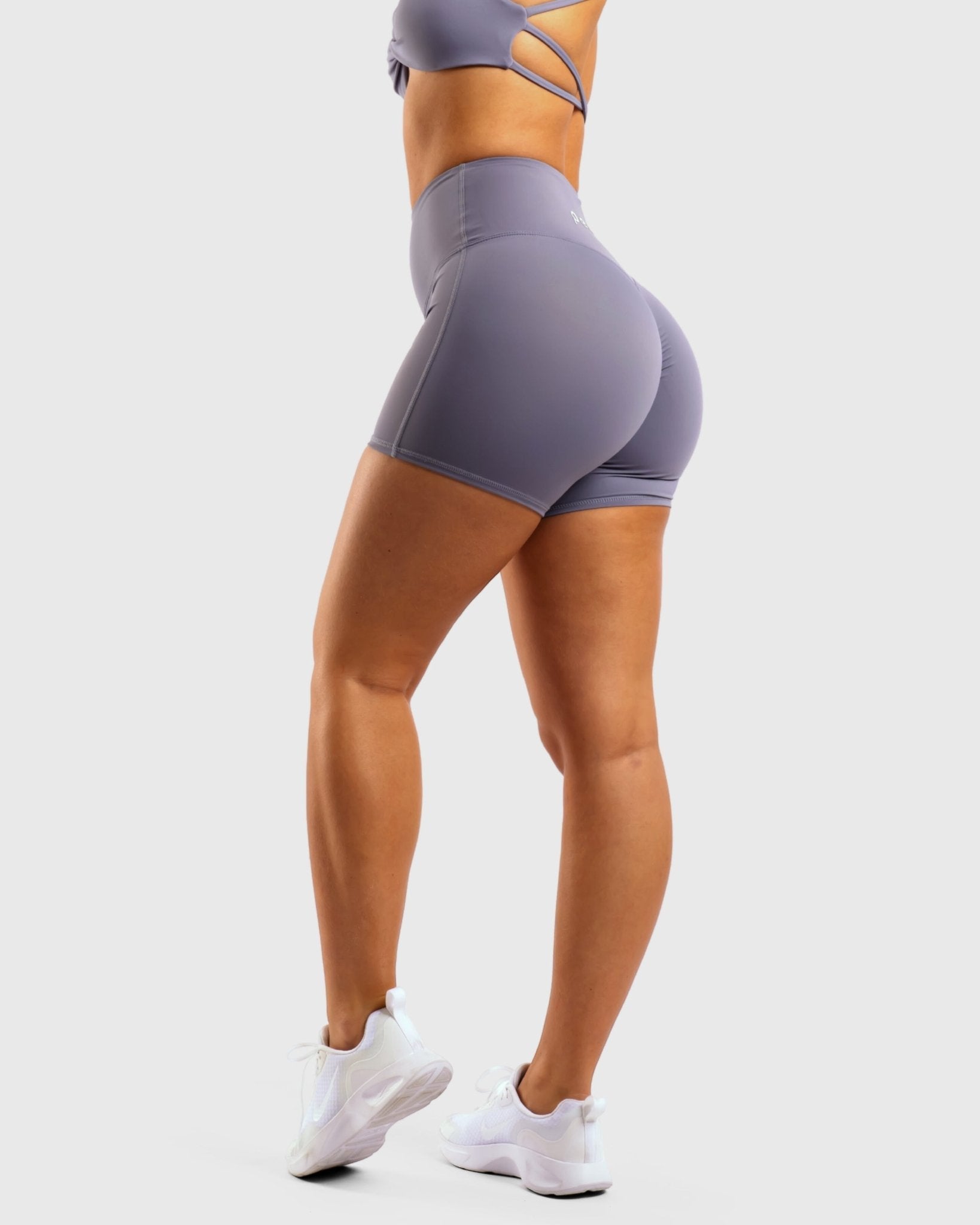 Grey Twist Shorts - Peach Tights -