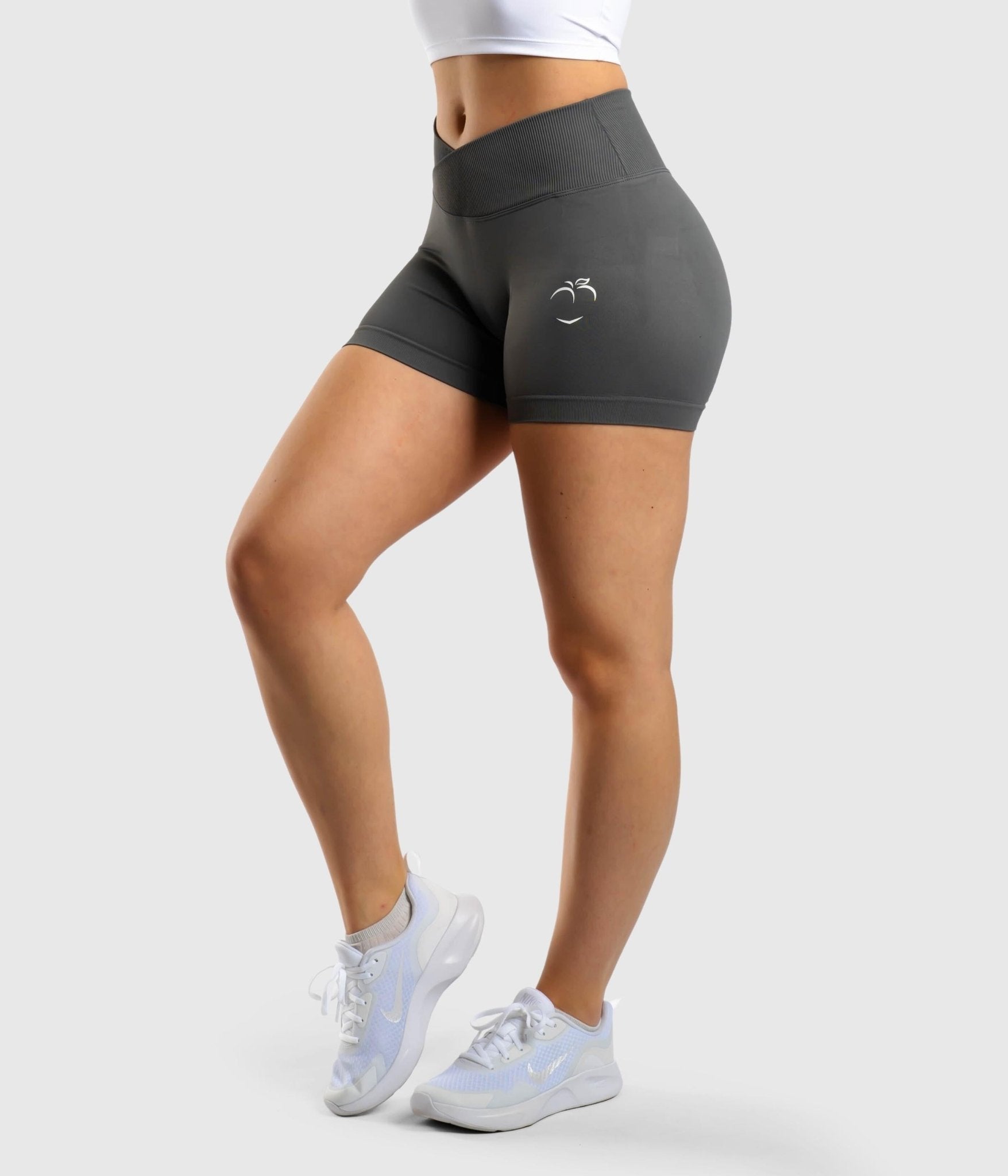 Grey V-Waist Shorts - Peach Tights -