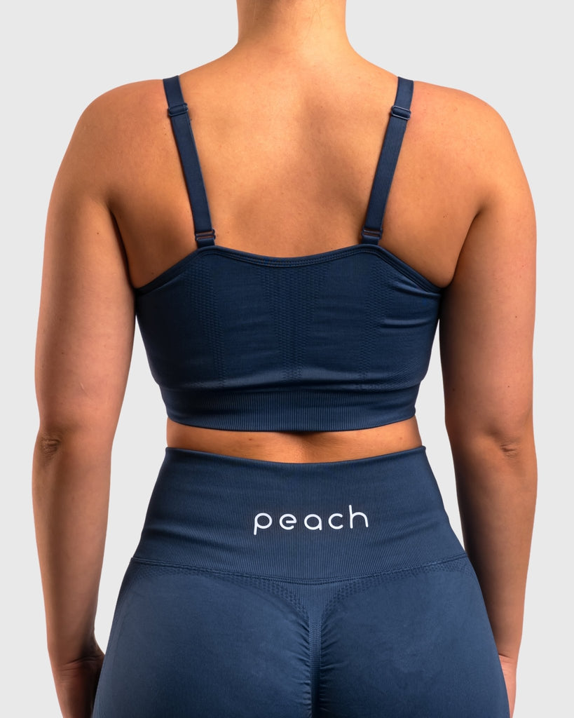 Navy Blue Lux Seamless Sports-bra - Peach Tights - Sports-Bra