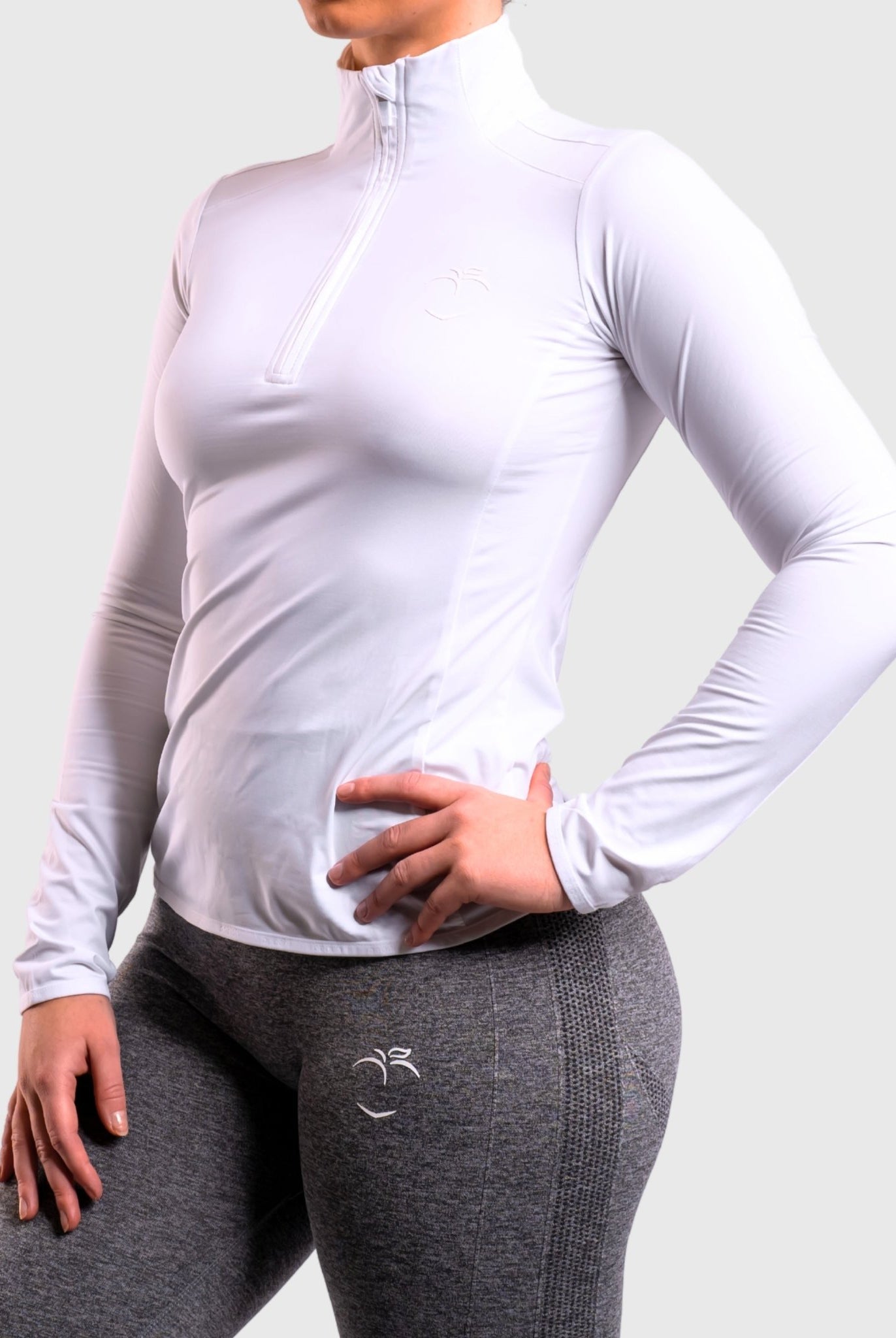 White Half Zip Jacket - Peach Tights - Jacket