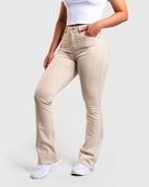 Beige Flared Jeans - Peach Tights - Jeans