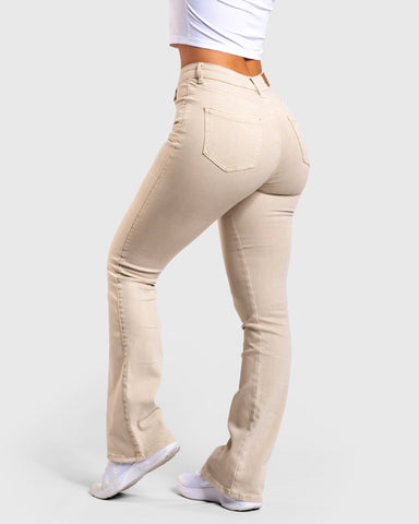 Beige Flared Jeans