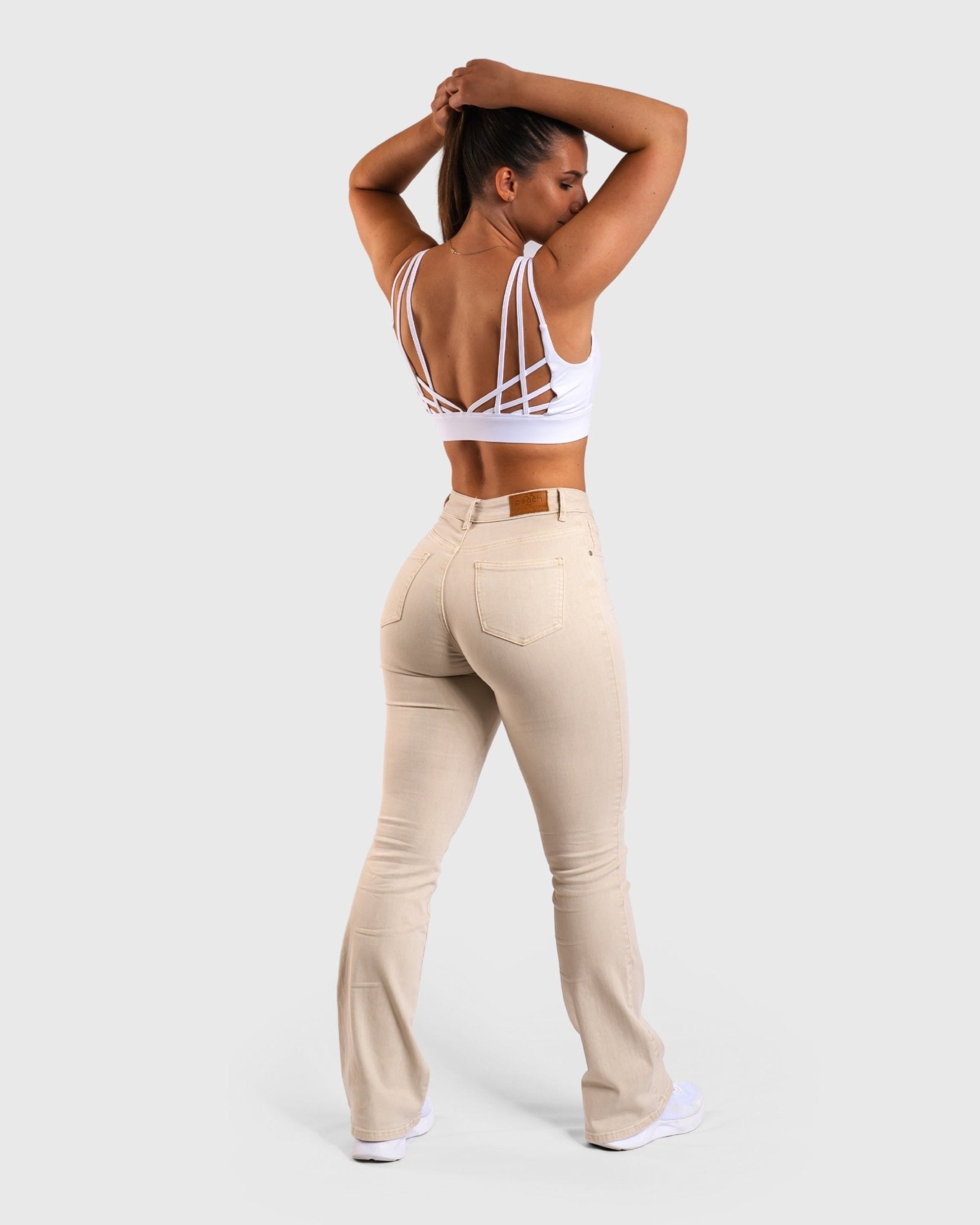 Beige Flared Jeans - Peach Tights - Jeans