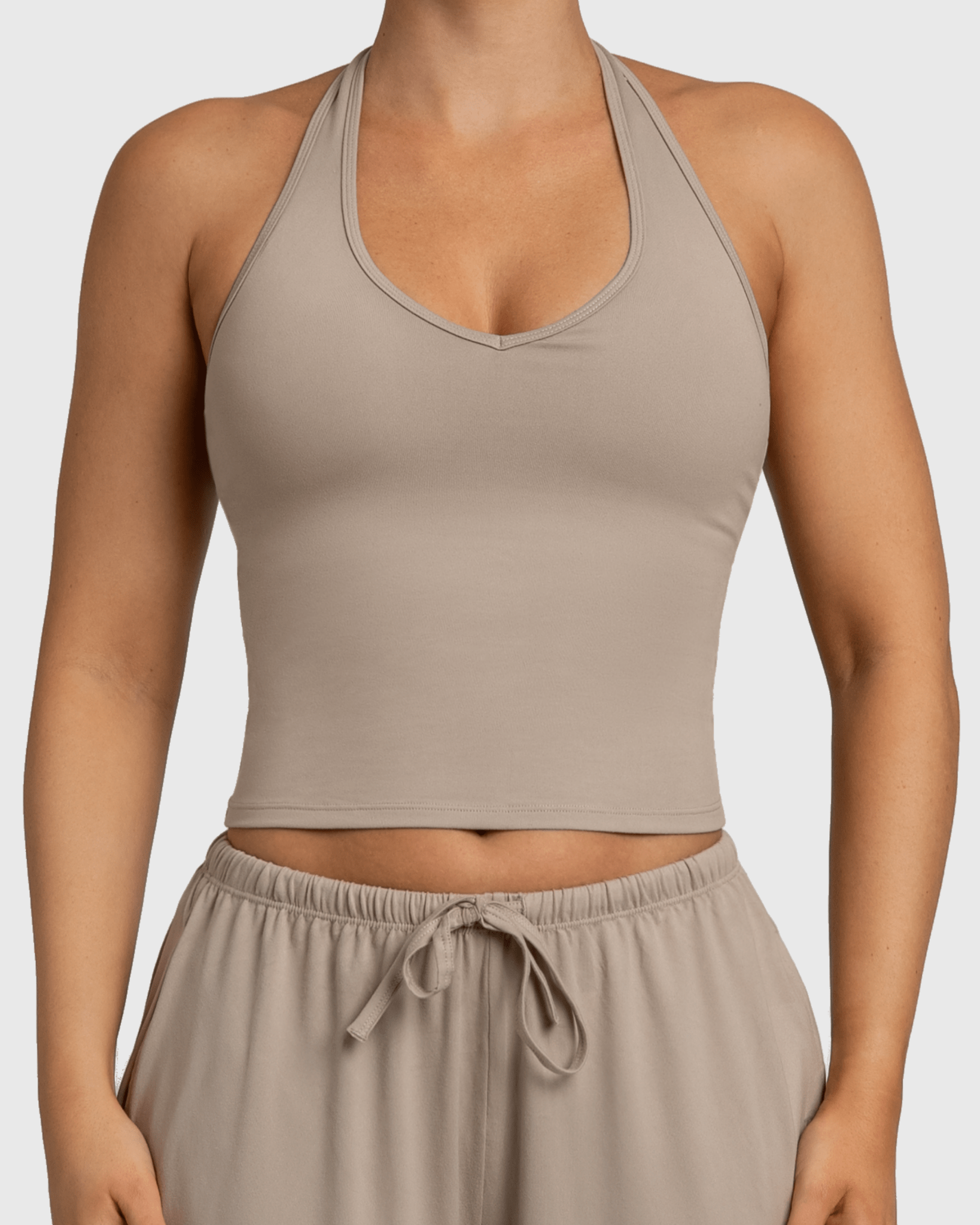 Beige Lounge Singlet - Peach Tights - Sports - Bra
