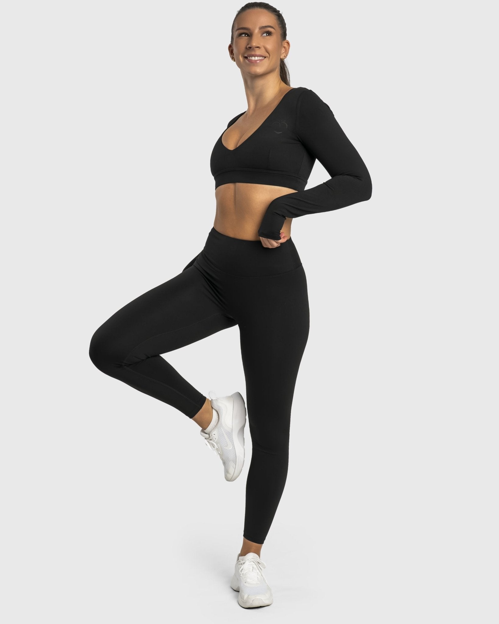 Black Align Long Sleeve - Peach Tights - Long sleeve