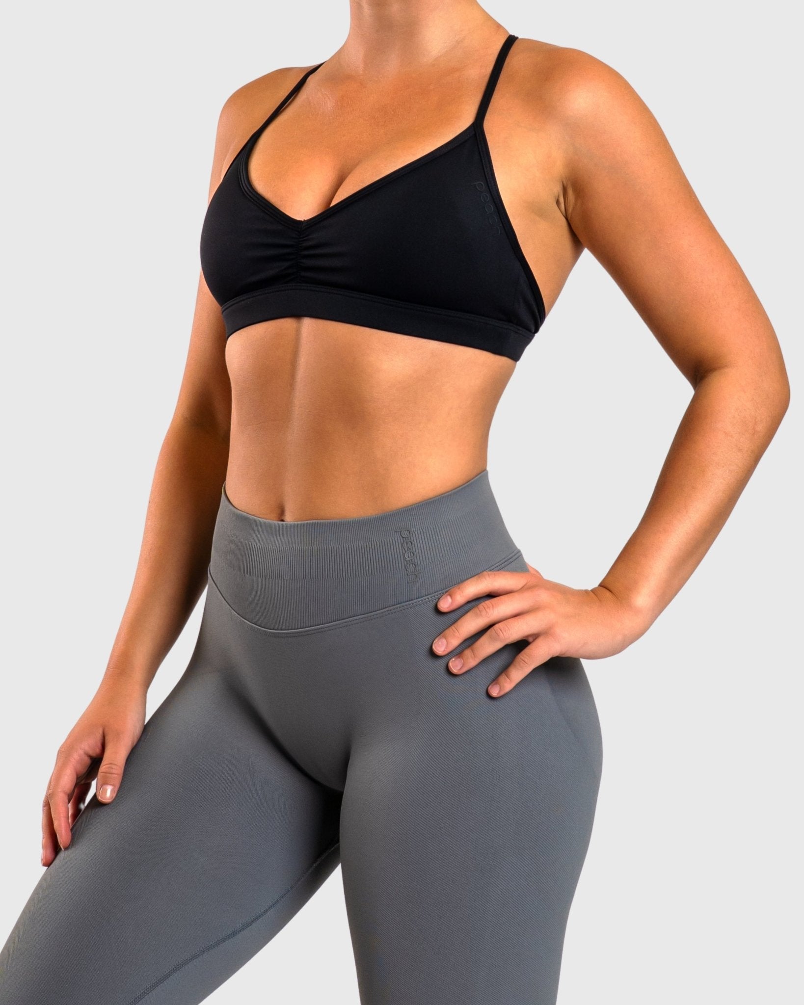 Black Athleisure Sports - bra - Peach Tights - Sports - Bra