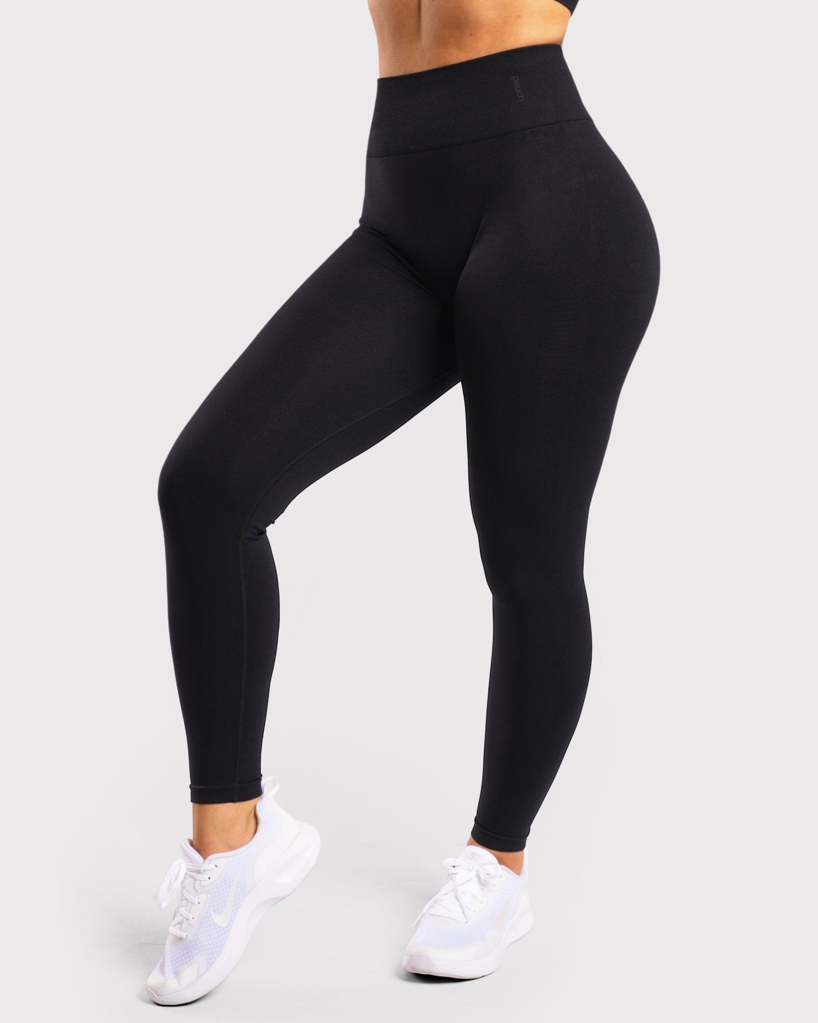 Black Deluxe Mid Waist Tights - Peach Tights - Tights