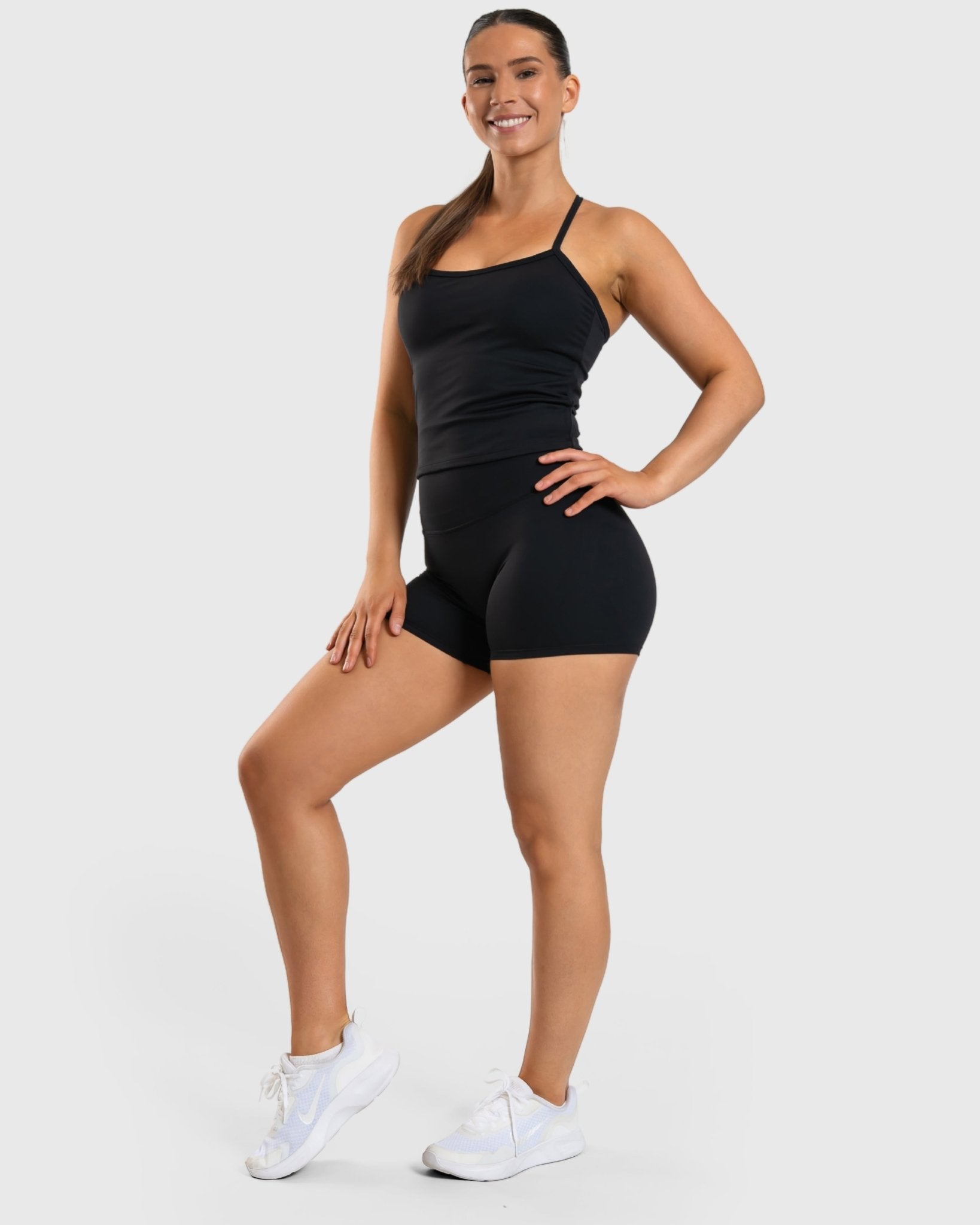 Black Noiré Shorts - Peach Tights - Tights