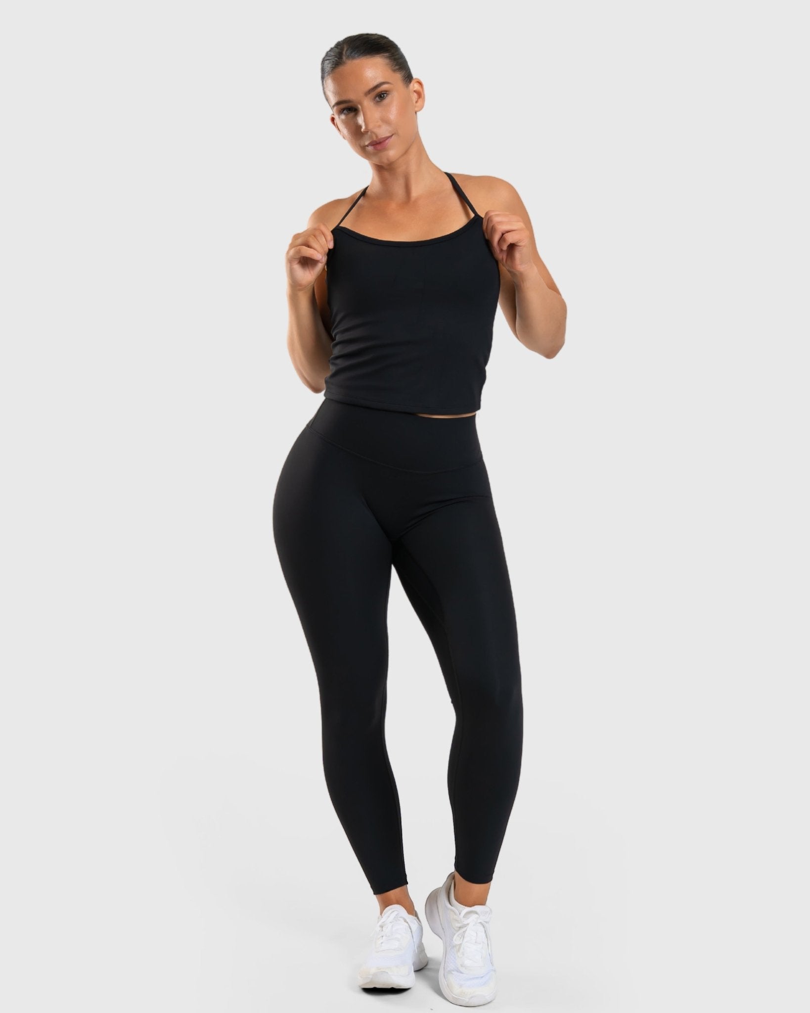 Black Noiré Singlet - Peach Tights - Sports - Bra
