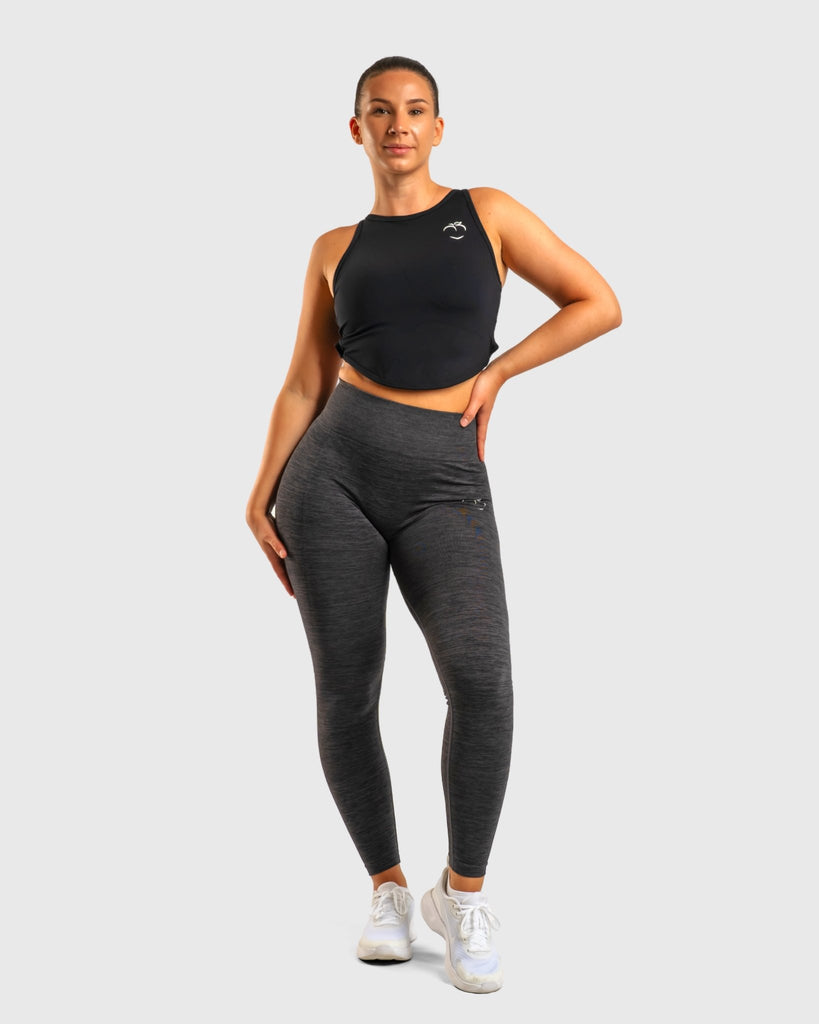 Black Weave Topp - Peach Tights - Sports - Bra