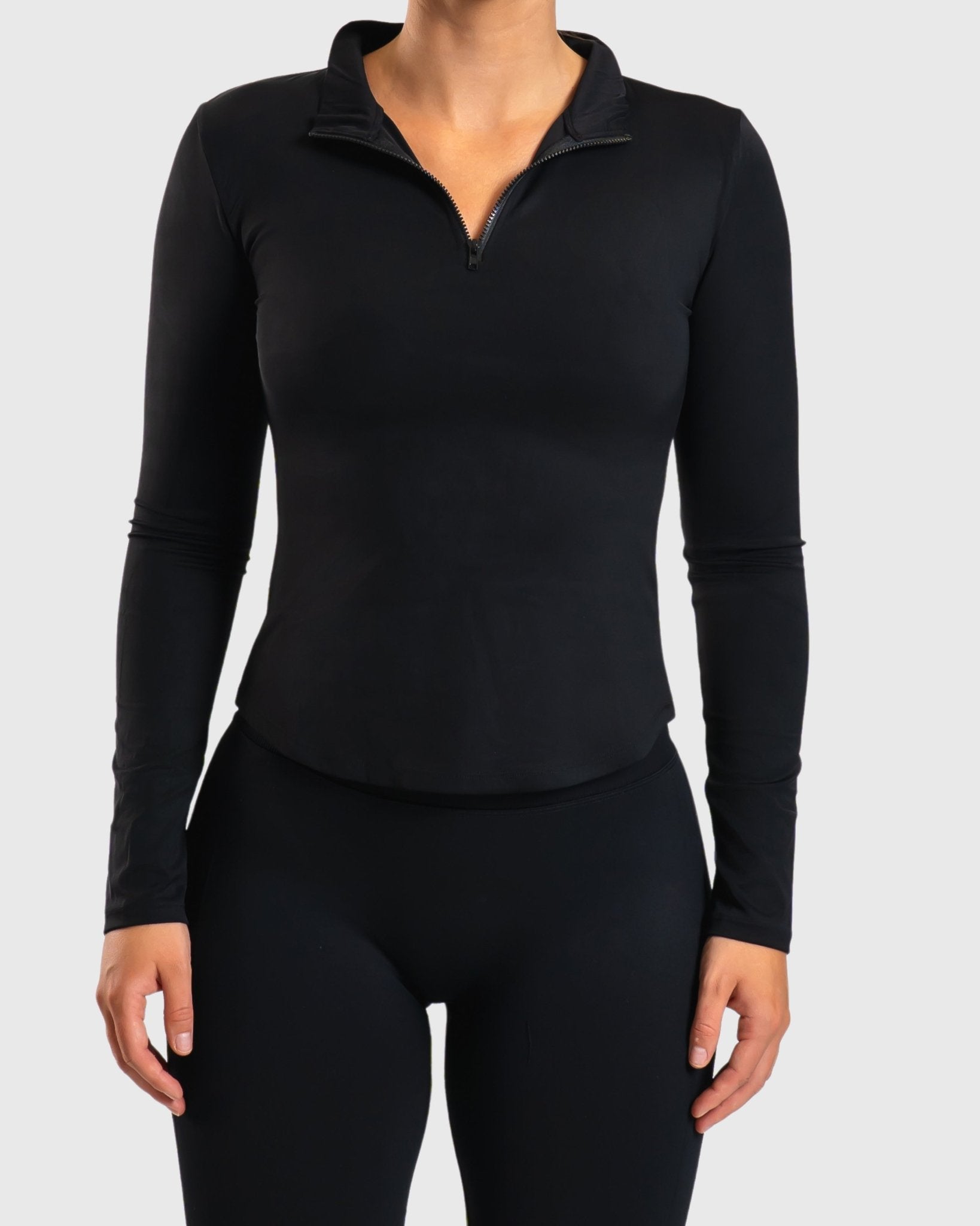 Black Zip Long Sleeve - Peach Tights - Long sleeve