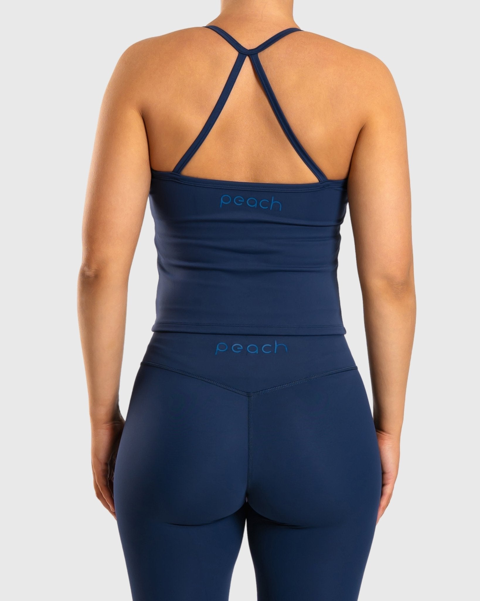 Blue Noiré Singlet - Peach Tights - Sports - Bra