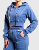 Blue Vibe Cropped Hoodie - Peach Tights - Hoodie