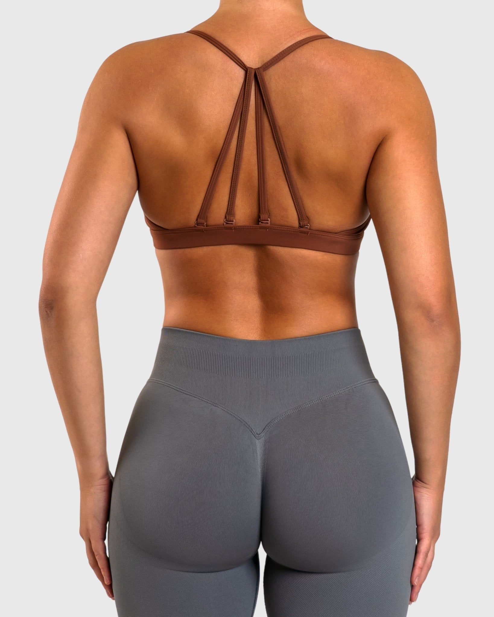 Brown Athleisure Sports - bra - Peach Tights - Sports - Bra