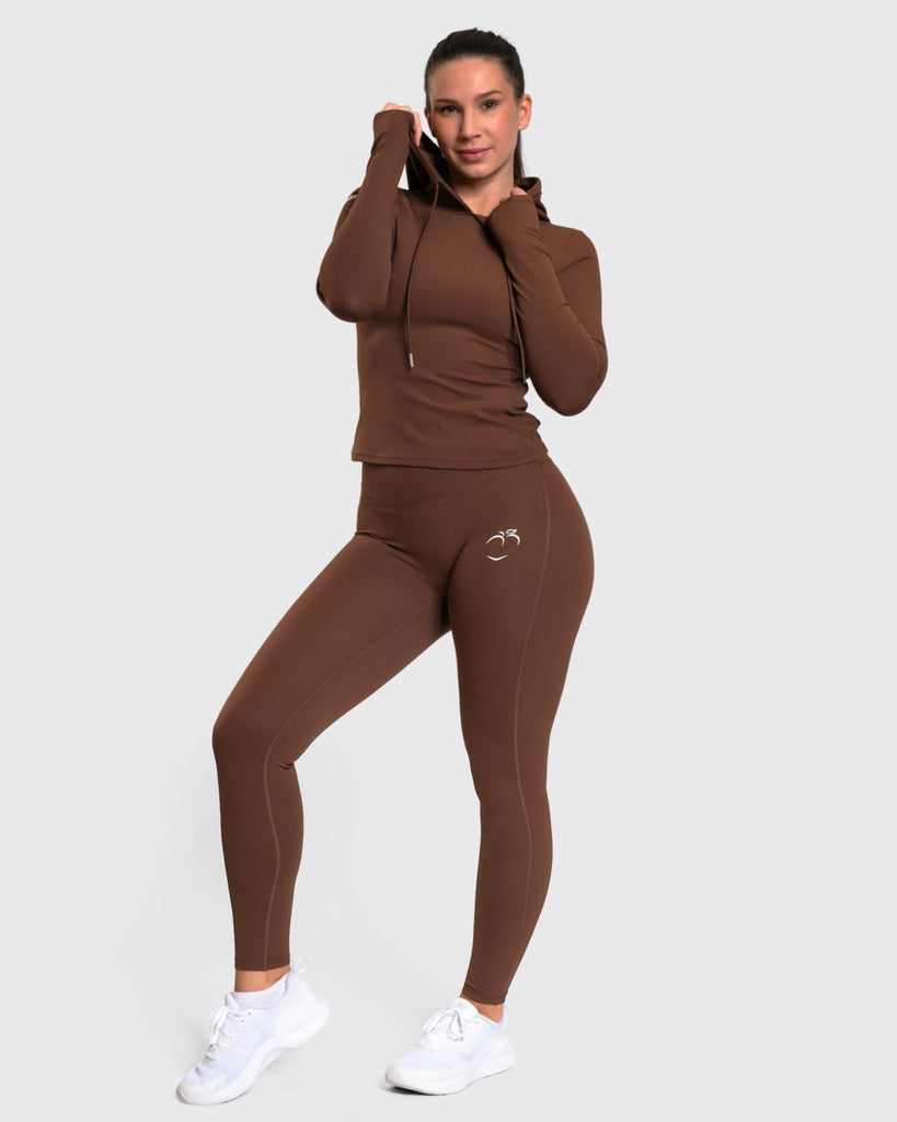 Brown Serenity Sweatshirt - Peach Tights - Long sleeve